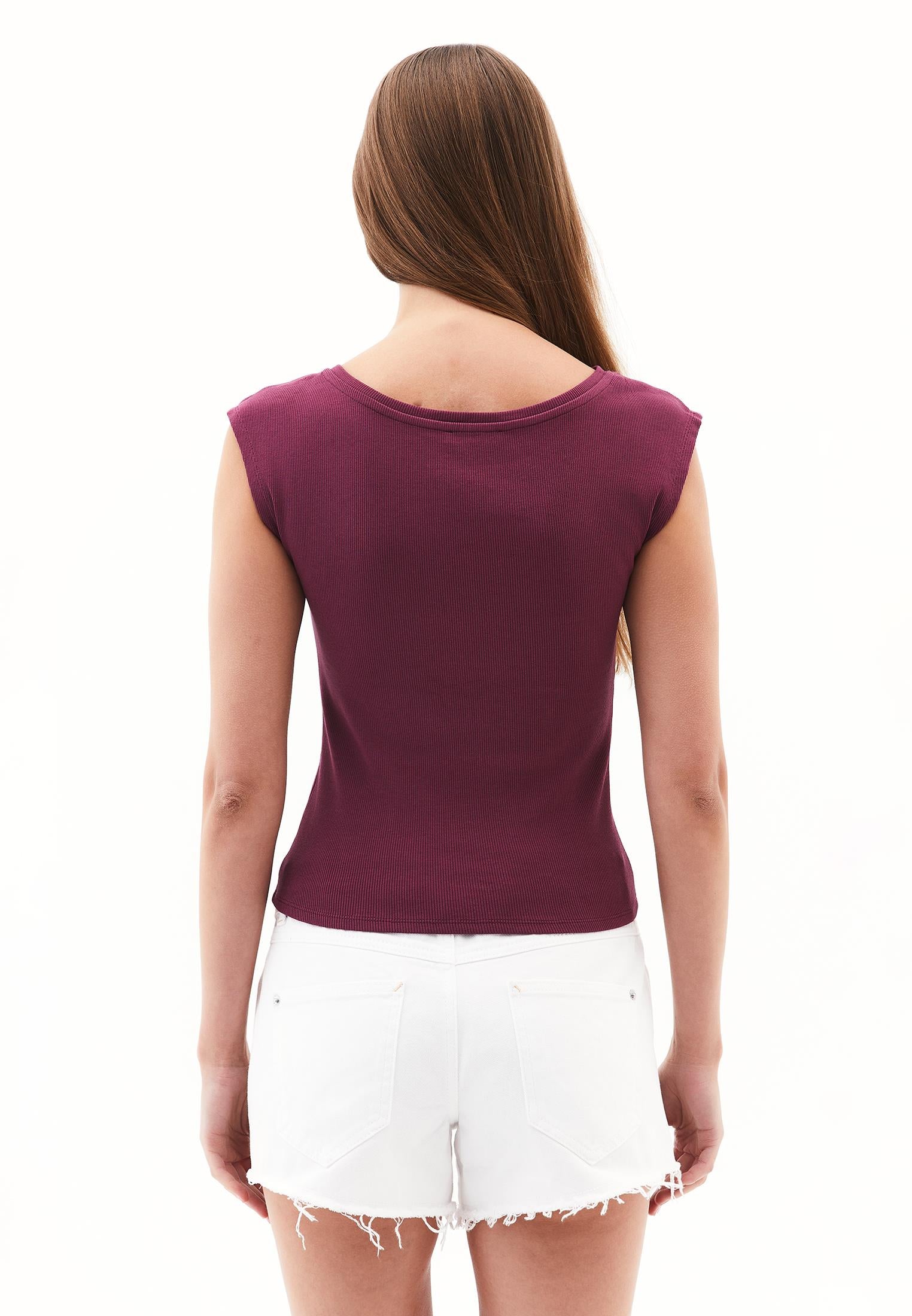 Boat Neck Short Sleeve T-Shirt - CRUSHED VIOLETS