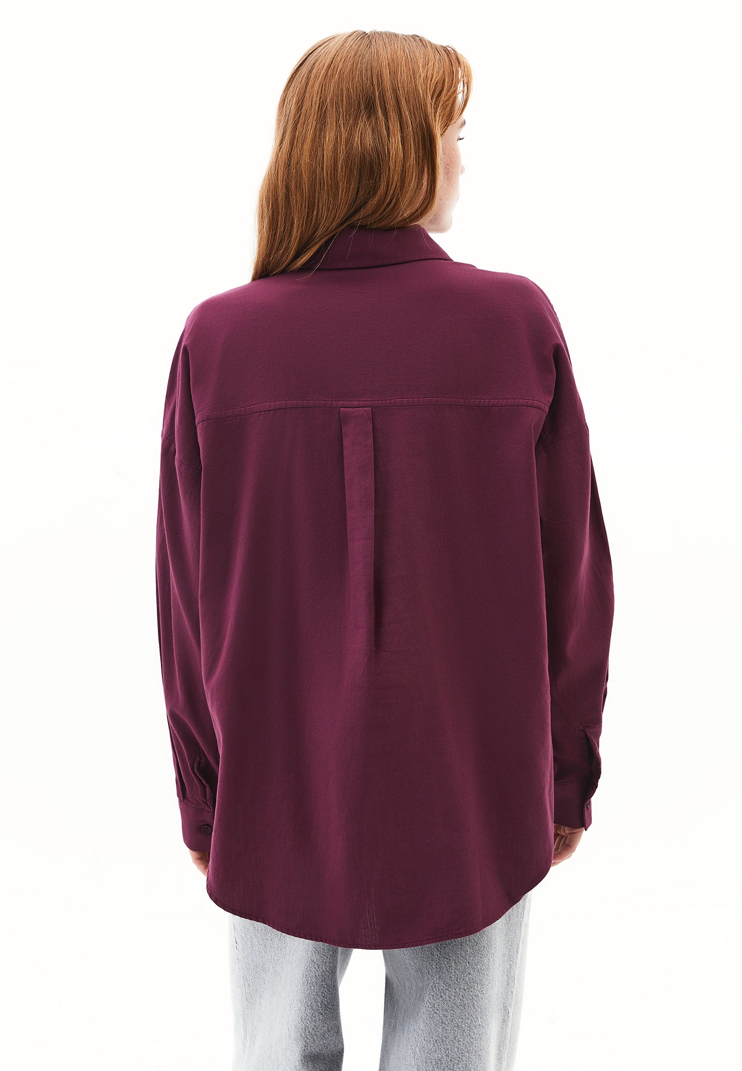 Buttoned Shirt Collar Oversize Shirt - CRUSHED VIOLETS