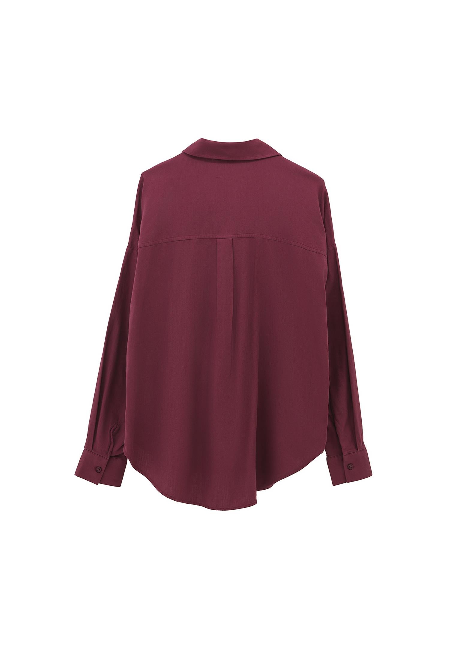 Buttoned Shirt Collar Oversize Shirt - CRUSHED VIOLETS