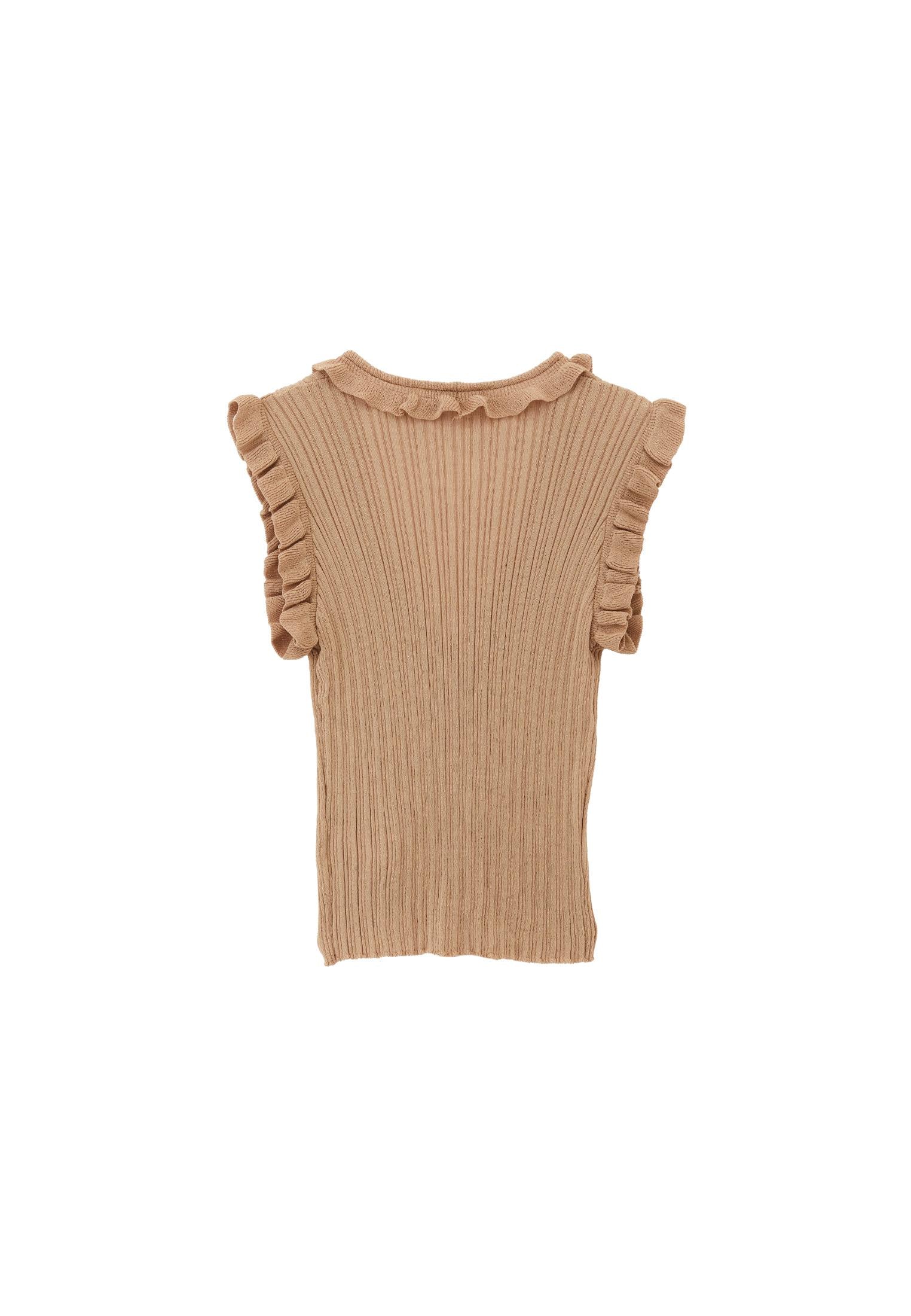 Vest With Ruffle Detailed V Neck - CURDS WHEY