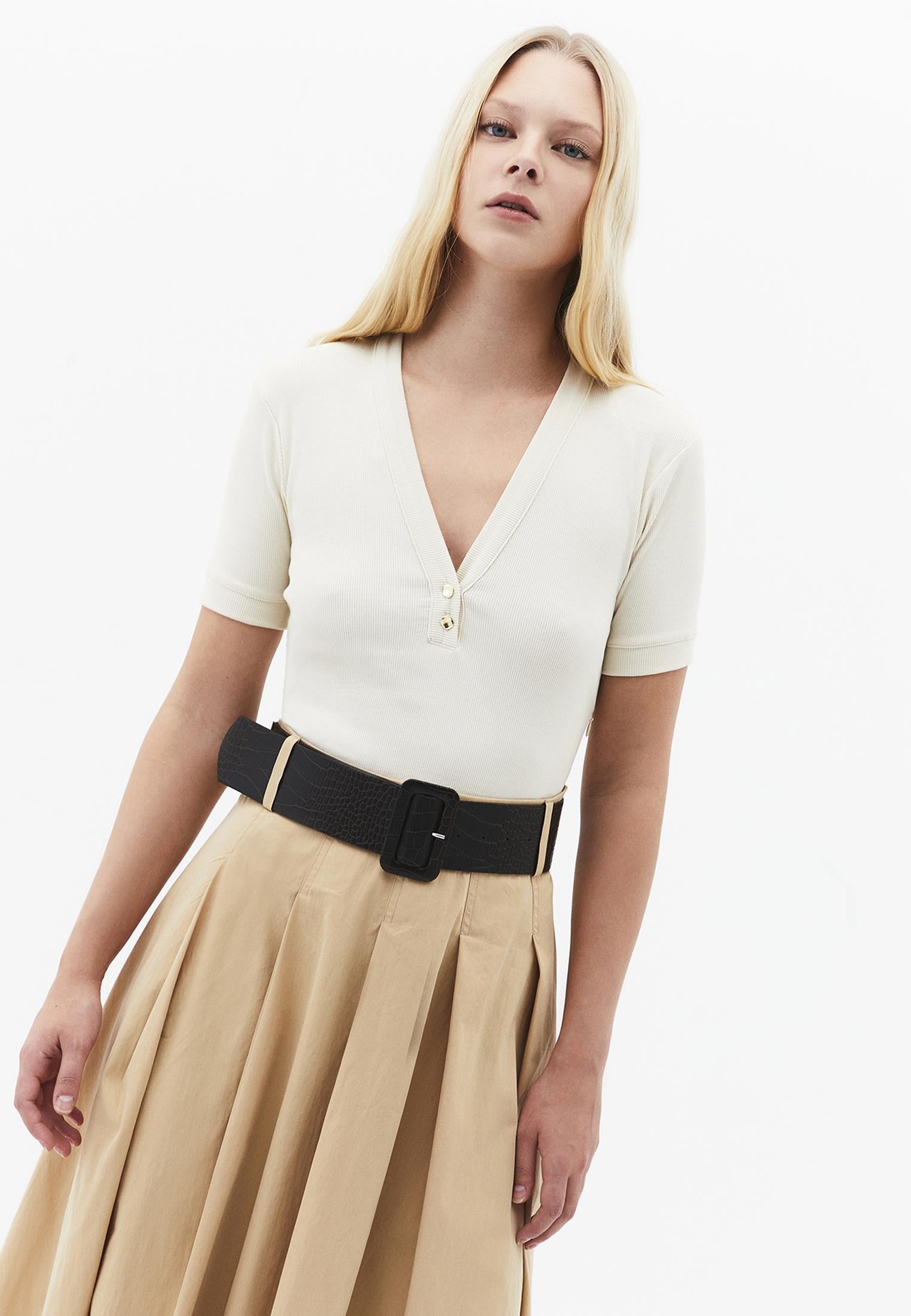 V Neck Midi A-Line Dress - CURDS WHEY