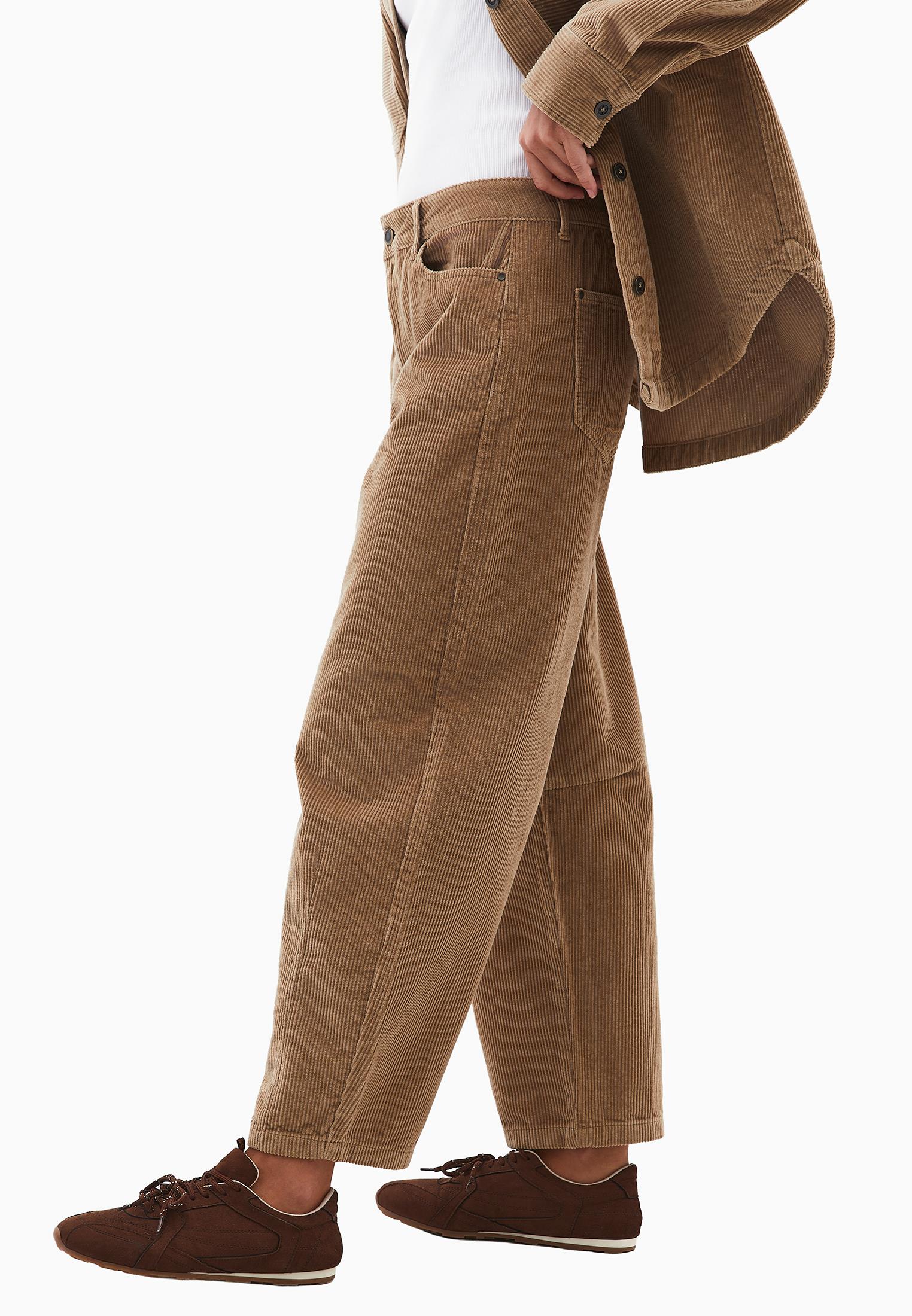 Ribbed Corduroy Barrel Pants - CURDS WHEY