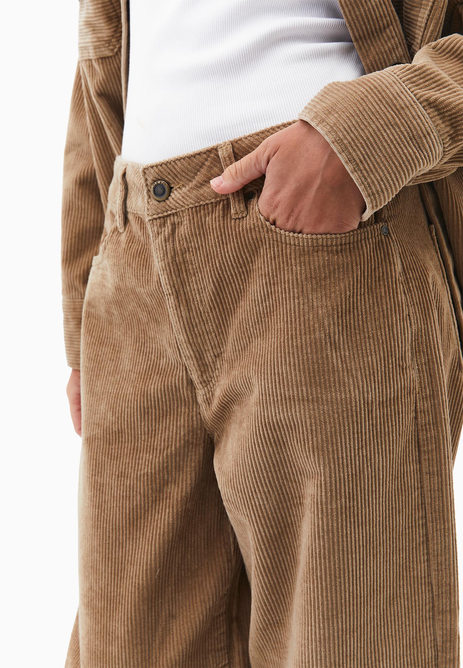 Ribbed Corduroy Barrel Pants - CURDS WHEY