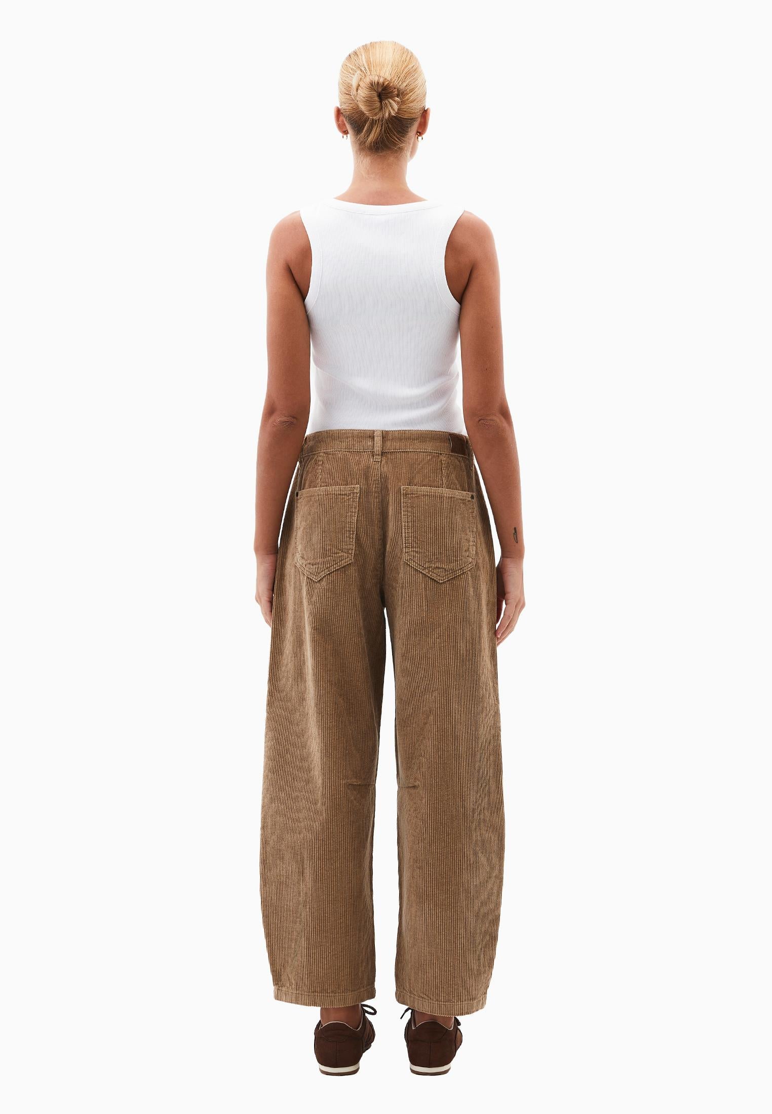 Ribbed Corduroy Barrel Pants - CURDS WHEY