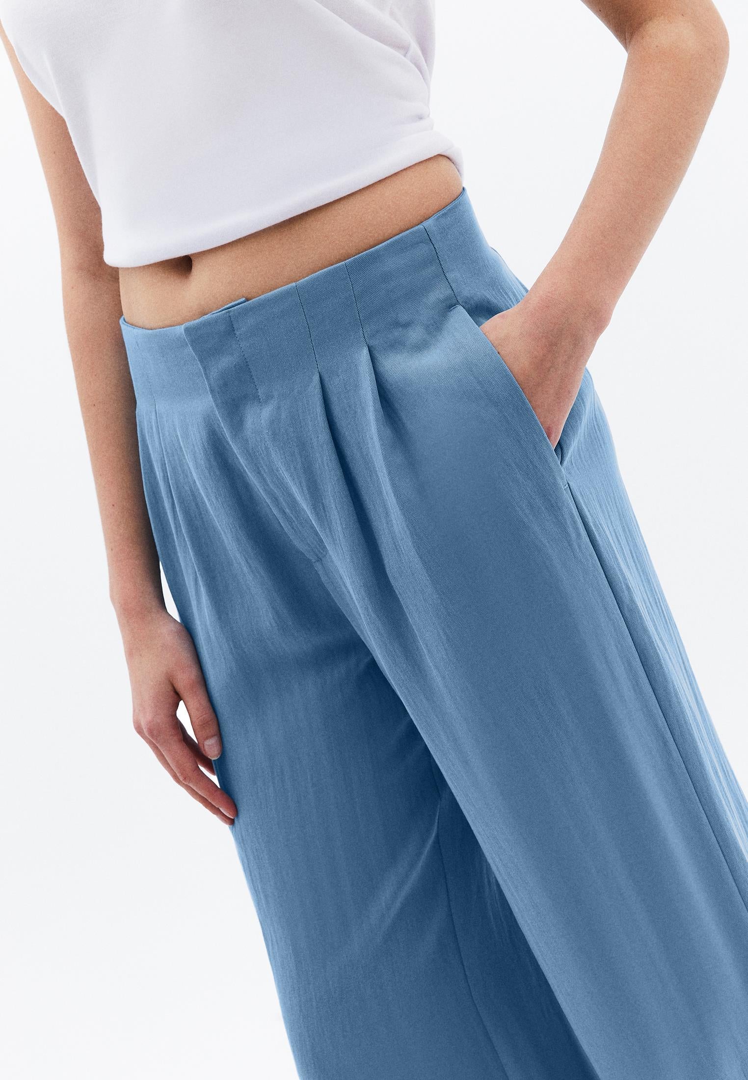 Wide Leg Ultra High Waist Pocket Detail Pants - CYANEUS