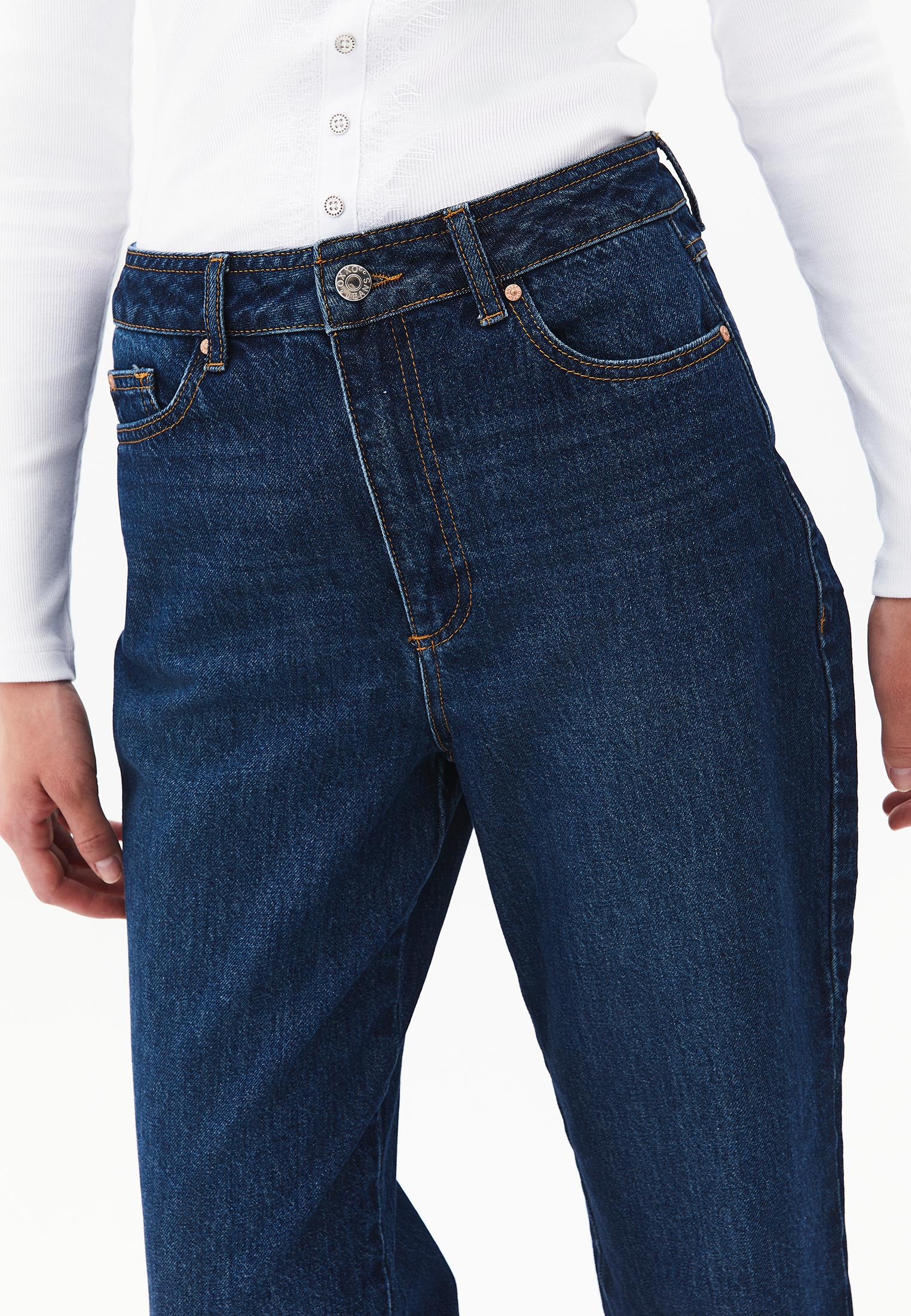 Standard Slim Leg Mom Jeans - DARK BLUE DENIM