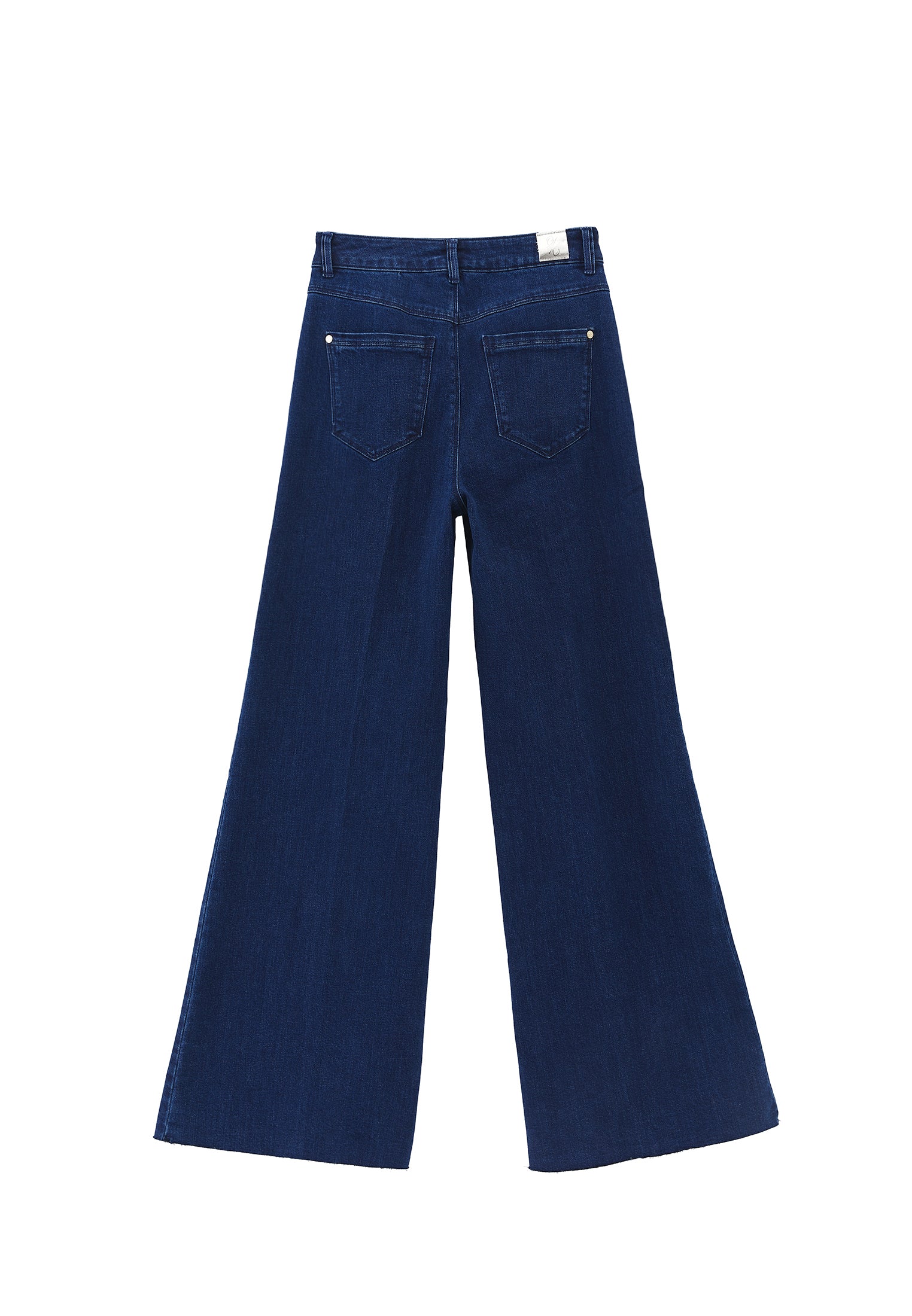 High Waist Wide Leg Pants - DARK BLUE DENIM