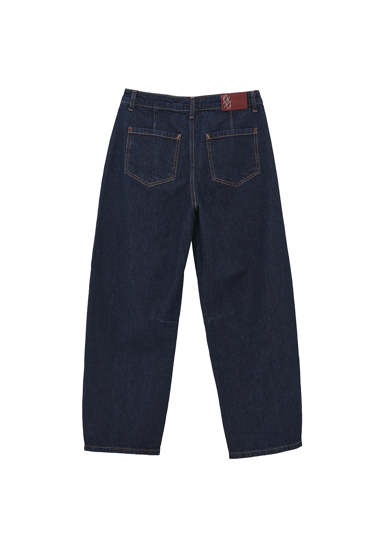 Barrel Hem Denim Pants With Cut Details And Regular Waist - DARK BLUE DENIM