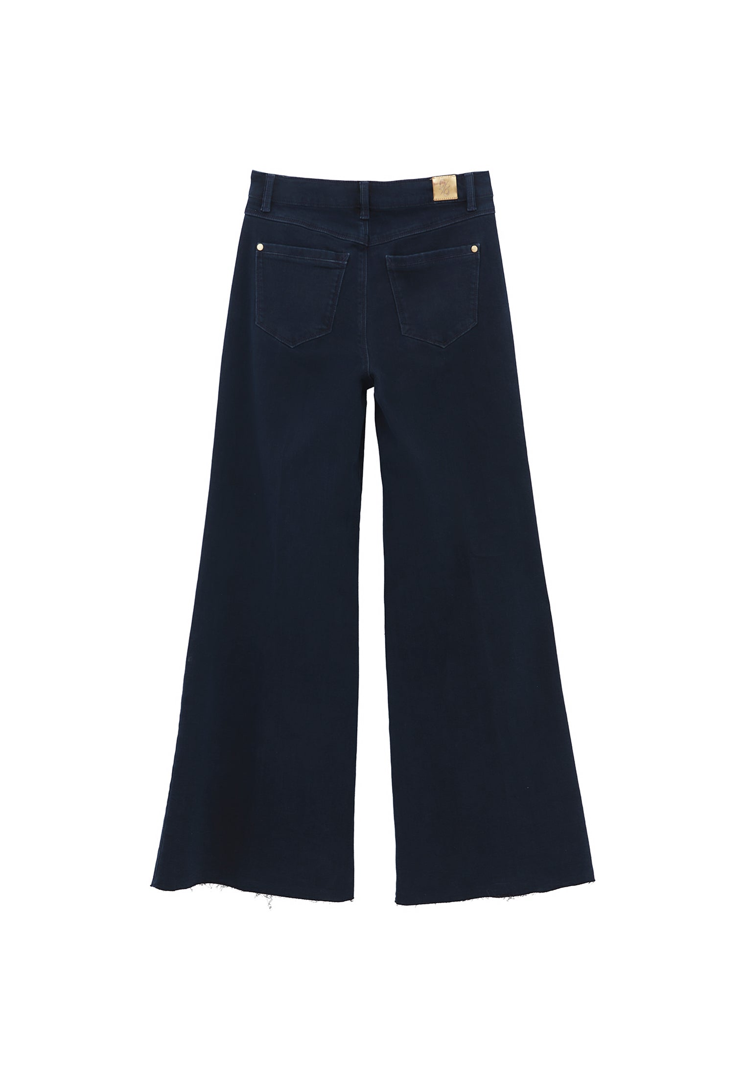 High Waist Wide Leg Buttoned Pants - DARK BLUE DENIM