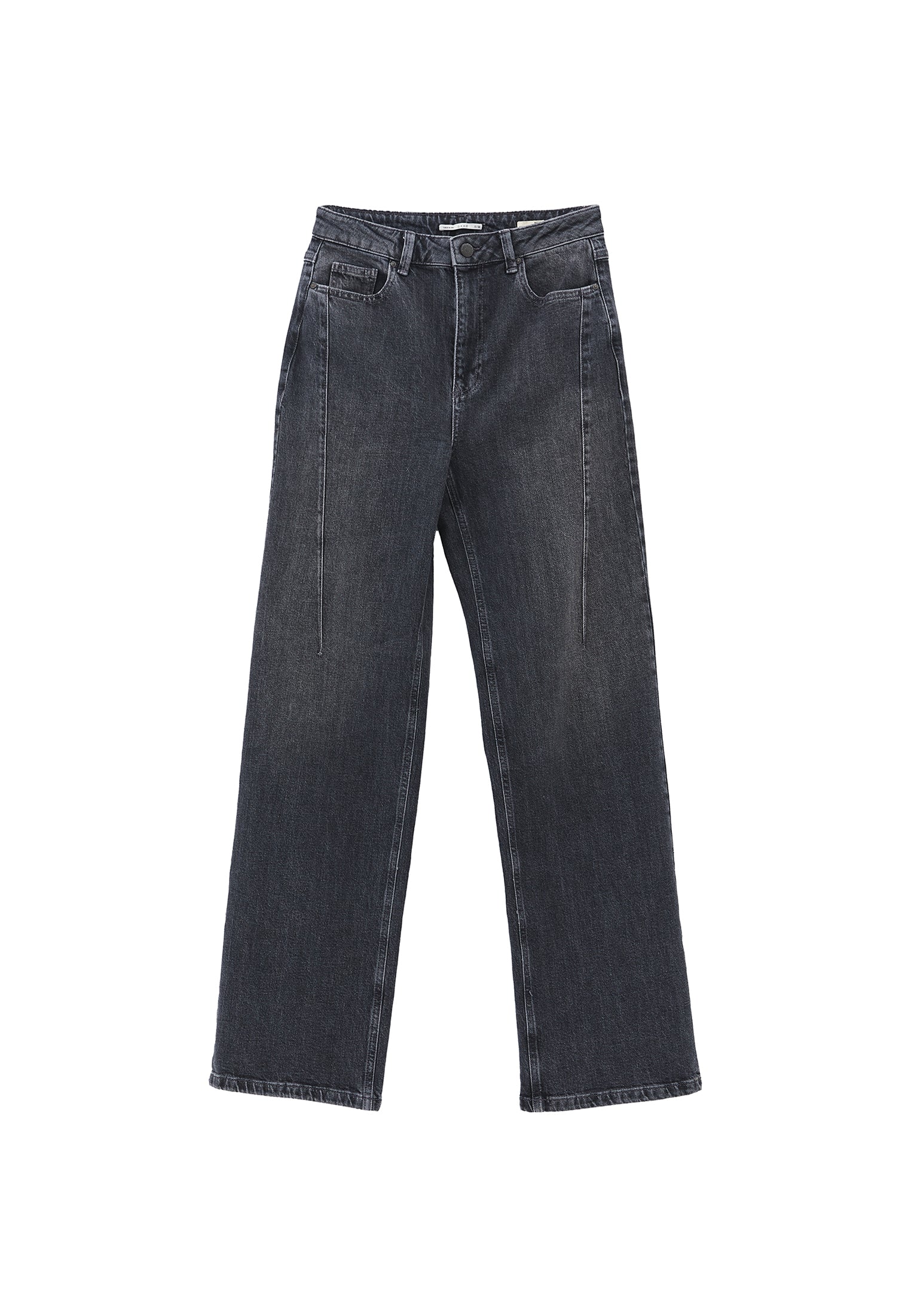 Straight Cut Cotton Pants - DARK GREY DENIM