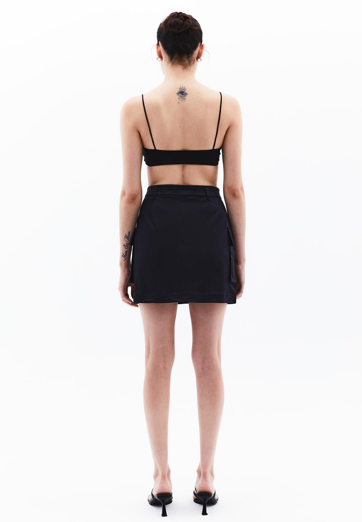 High Waist Skirt With Pocket Detail - DARK NAVY