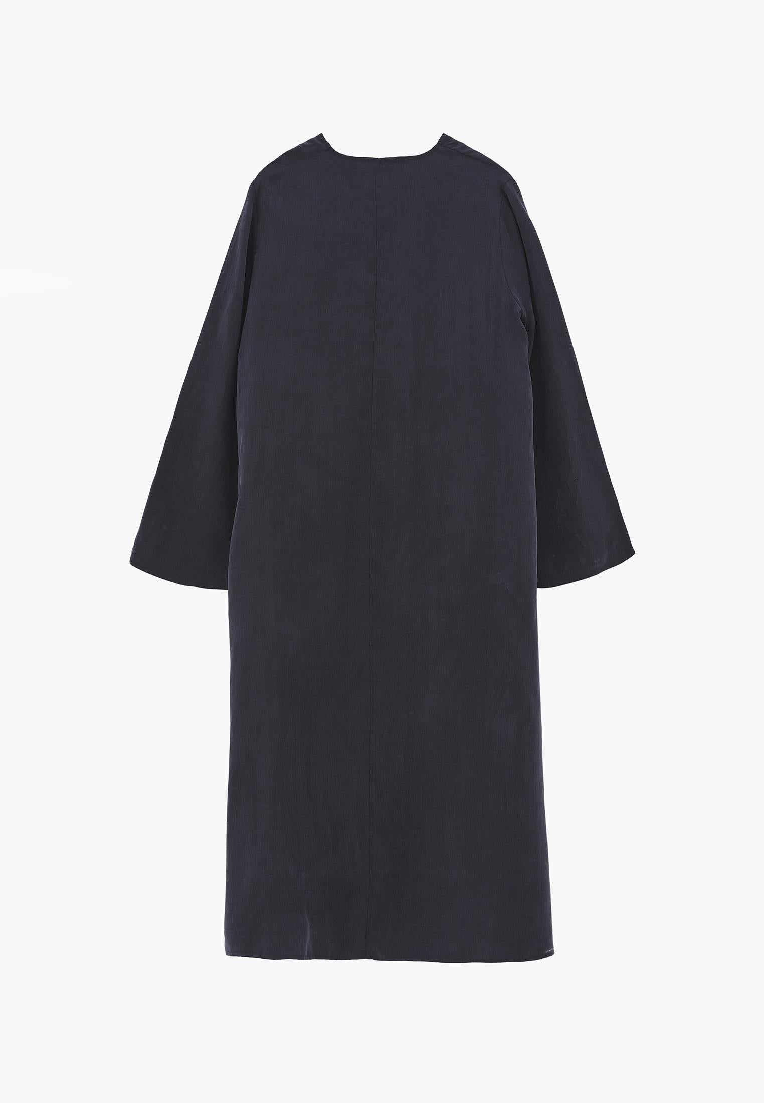 Long Kimono With Button Details - DARK NAVY