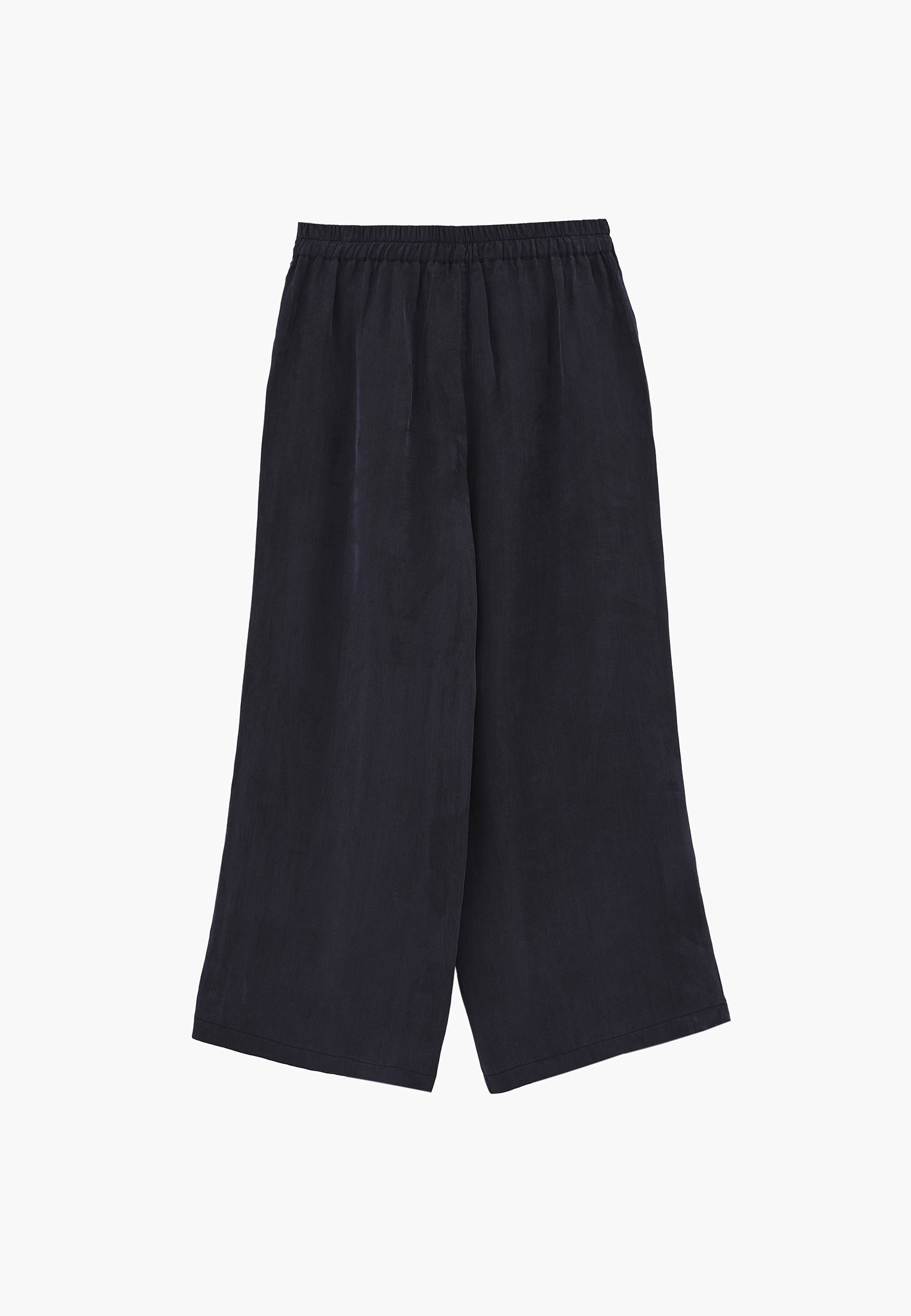 Ultra High Waist Straight Pants With Button Detail - DARK NAVY