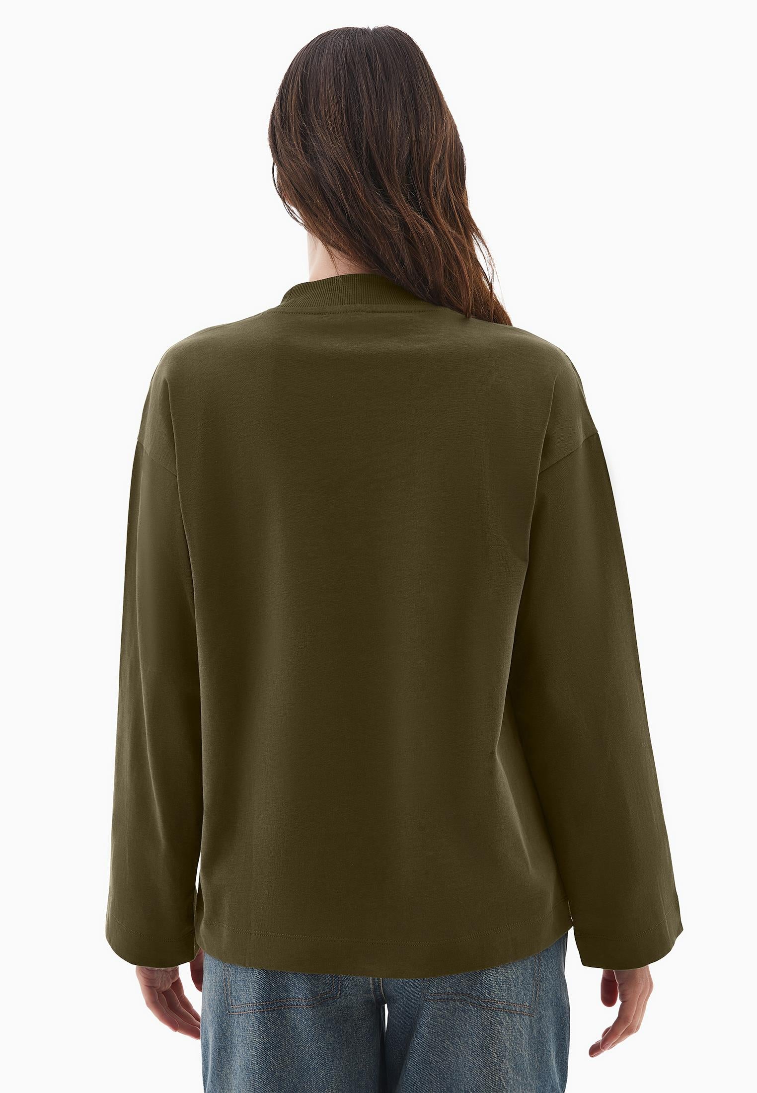 High Neck Oversize T-Shirt - DARK OLIVE