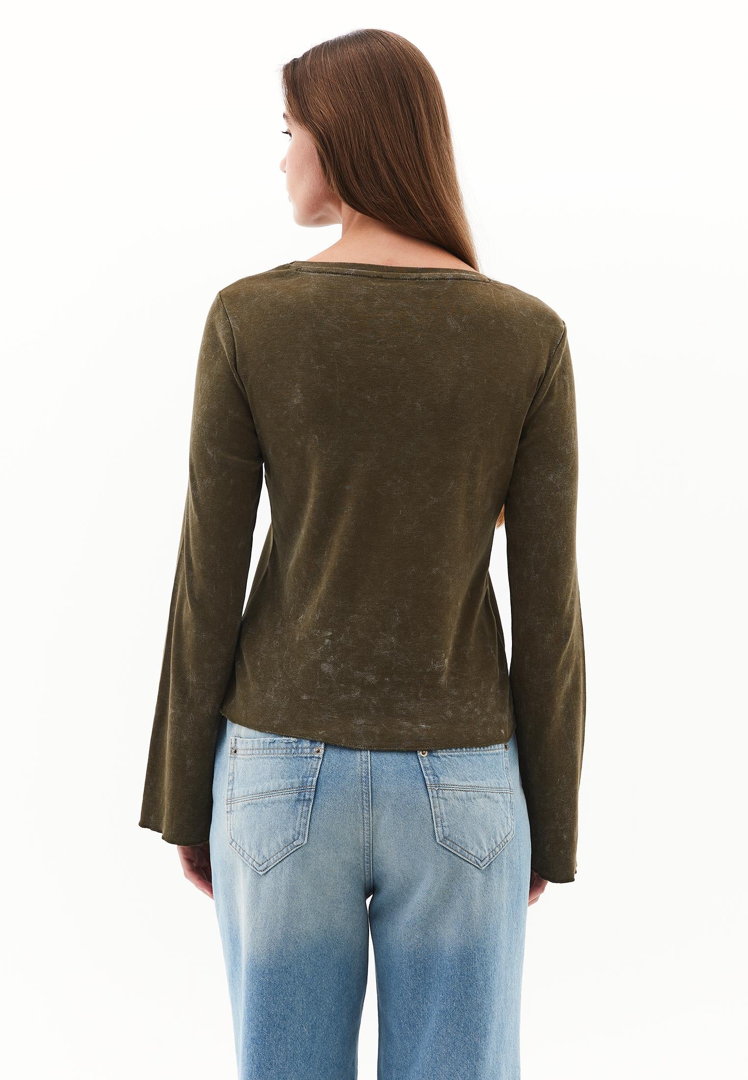 Long Sleeve Cotton T-Shirt - DARK OLIVE