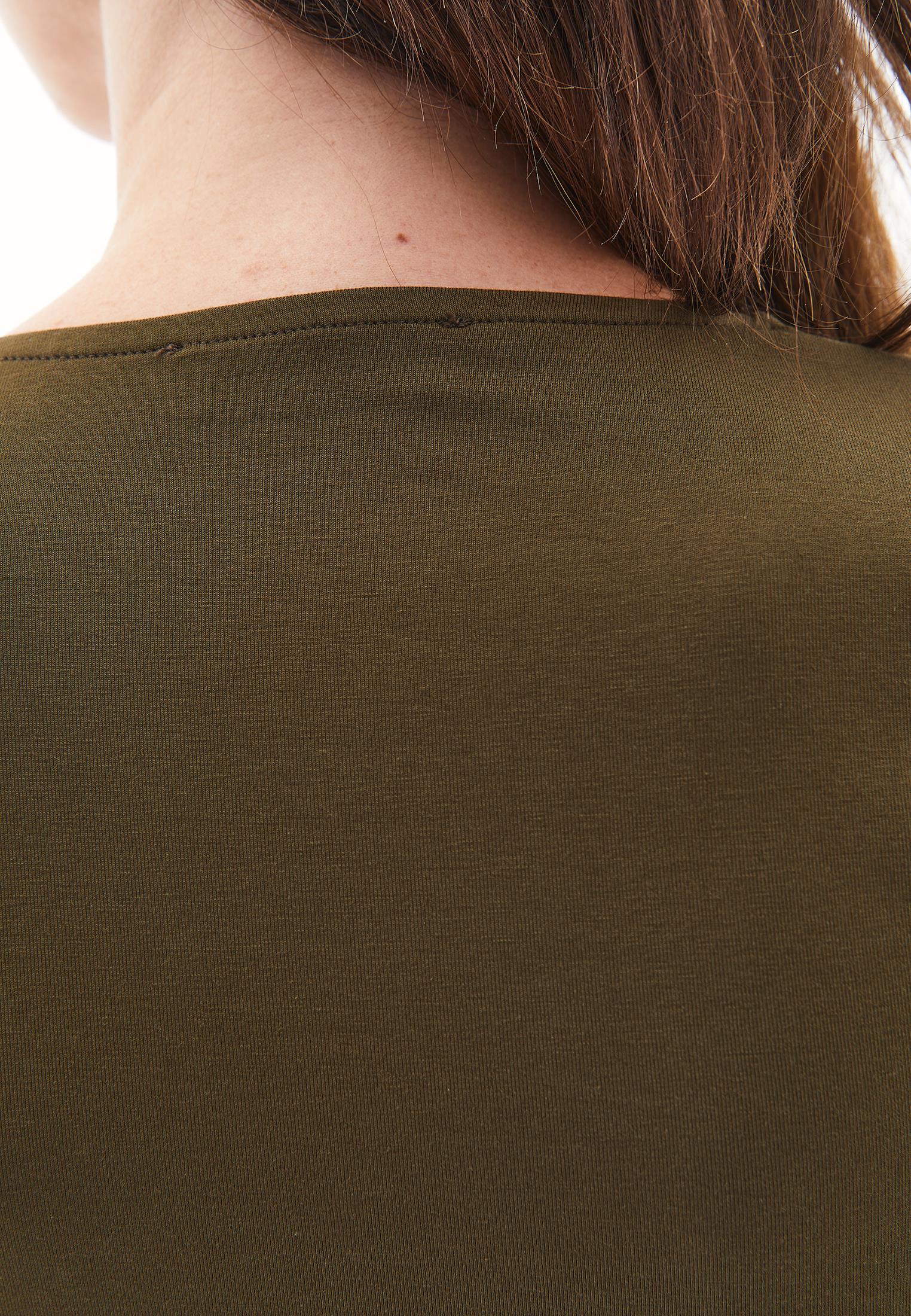 V Neck Long Sleeve T-Shirt - DARK OLIVE