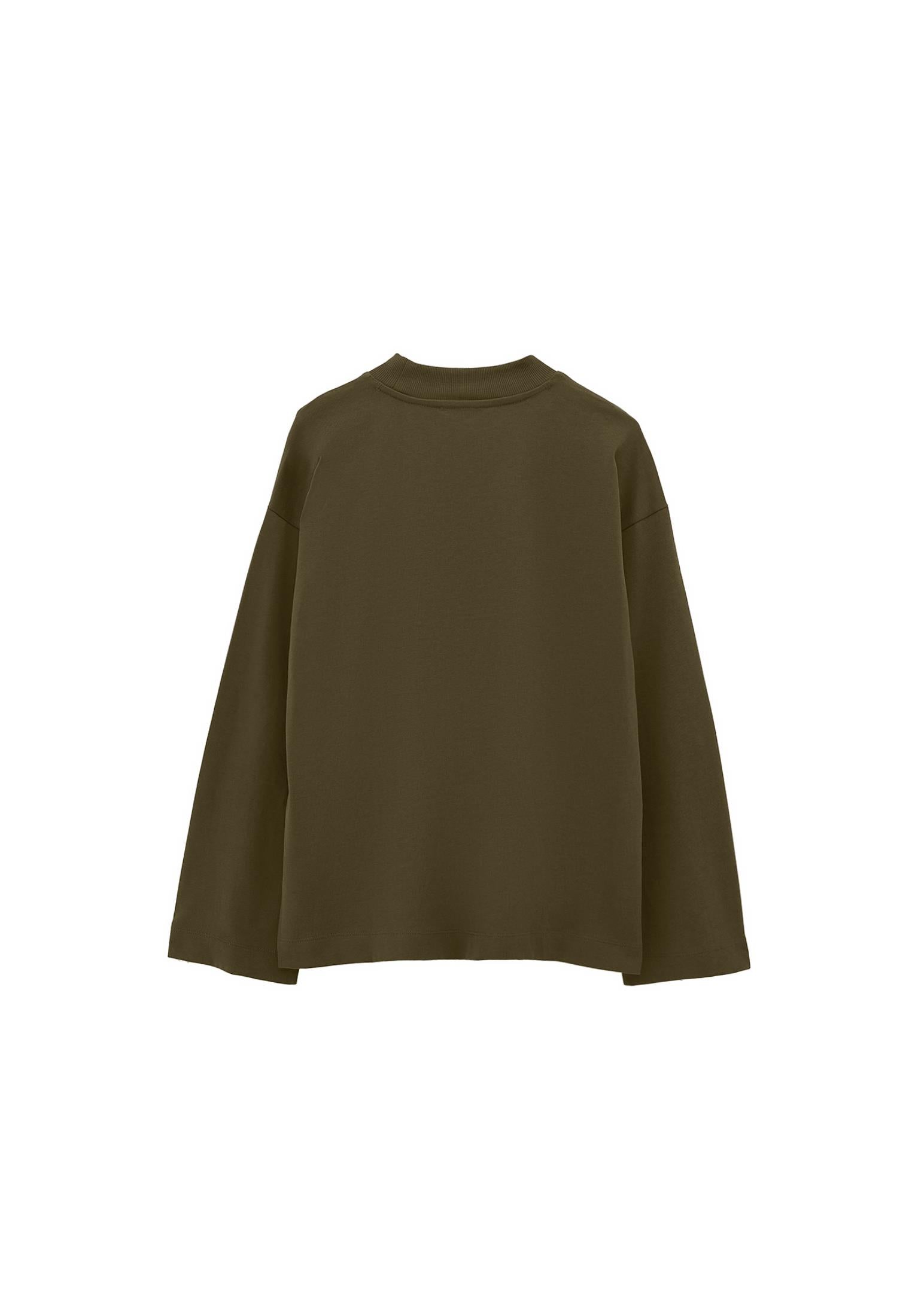 High Neck Oversize T-Shirt - DARK OLIVE