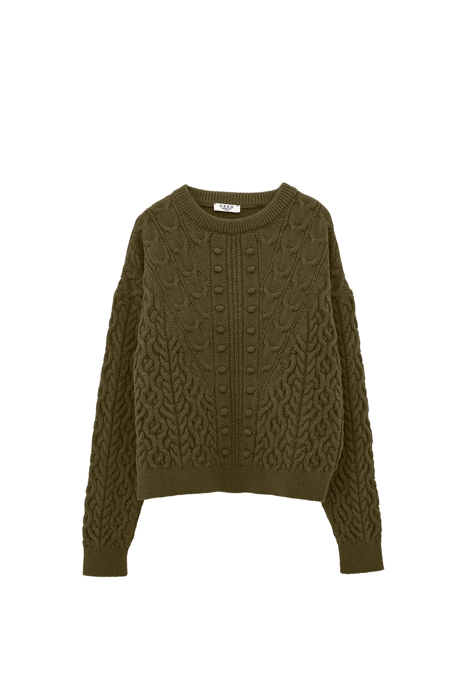 Comfortable Crew Neck Knit Sweater - DARK OLIVE