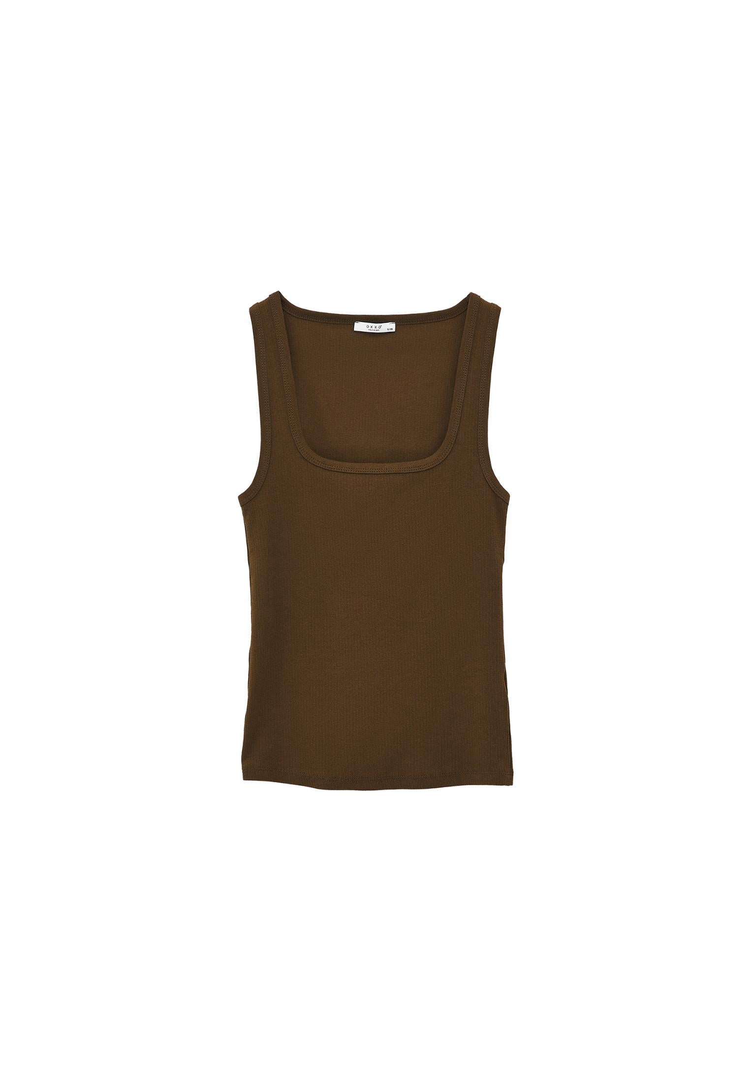 Square Neck Bodycon Tank Top - DARK OLIVE