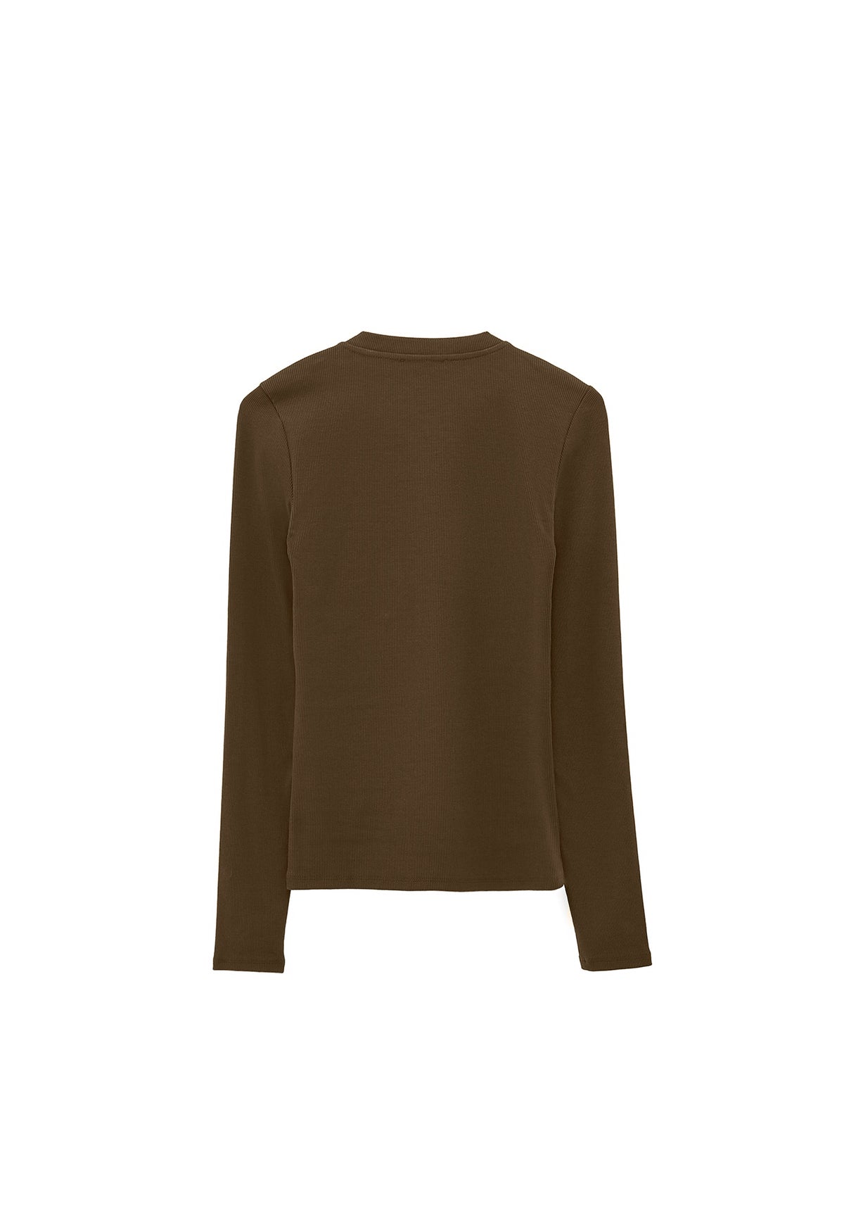Long Sleeve Crew Neck Bodycon T-Shirt - DARK OLIVE