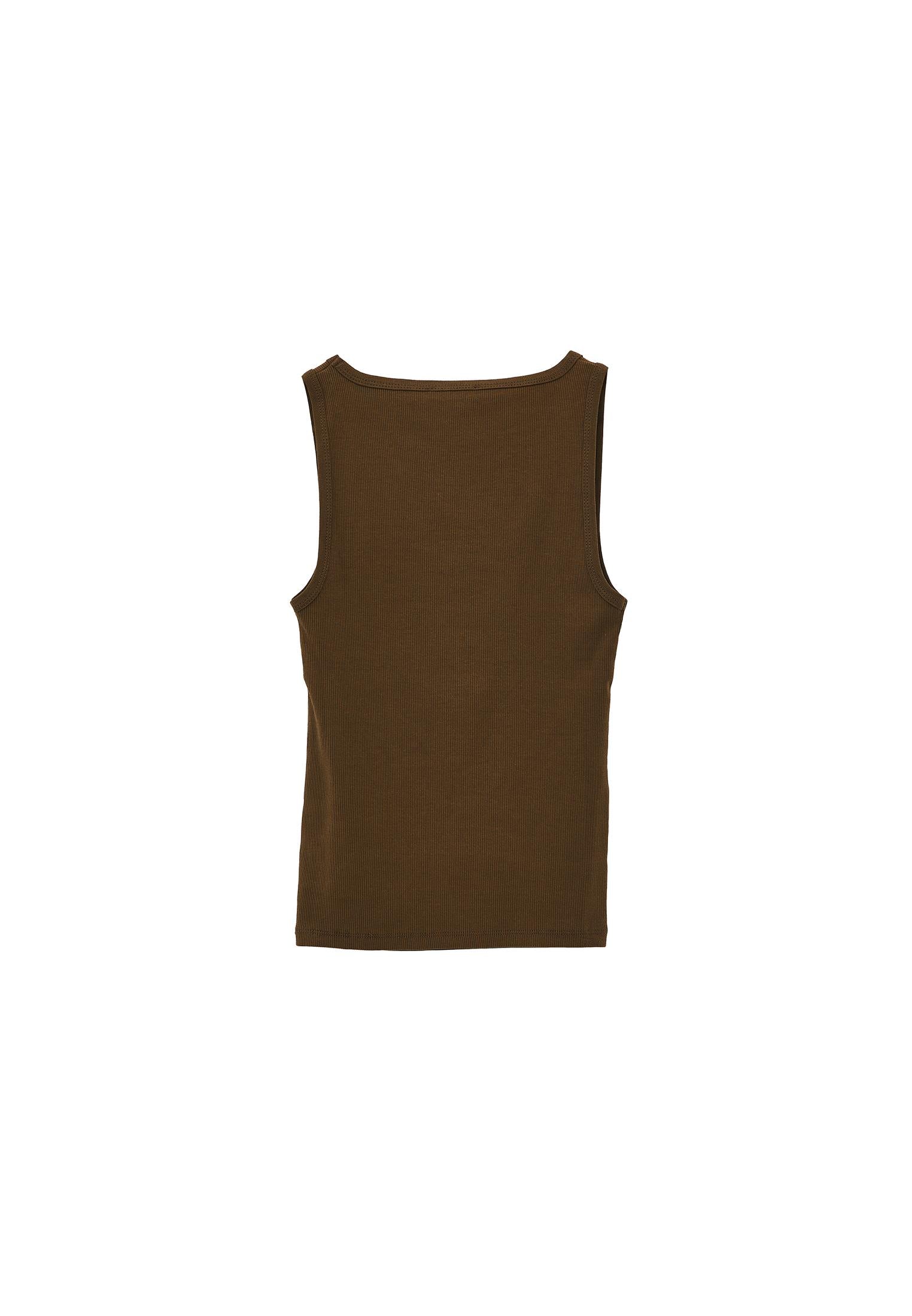Square Neck Bodycon Tank Top - DARK OLIVE