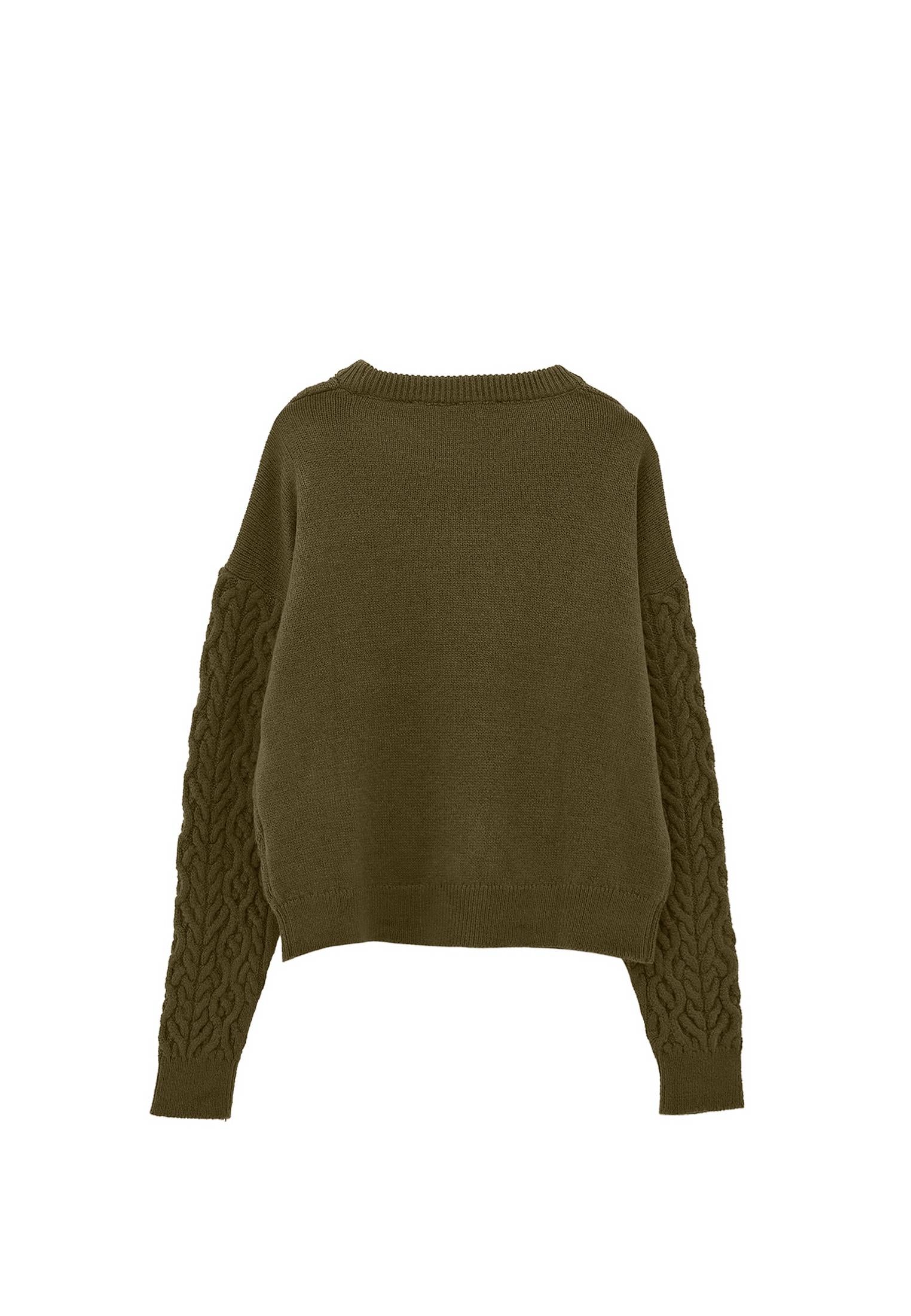 Comfortable Crew Neck Knit Sweater - DARK OLIVE