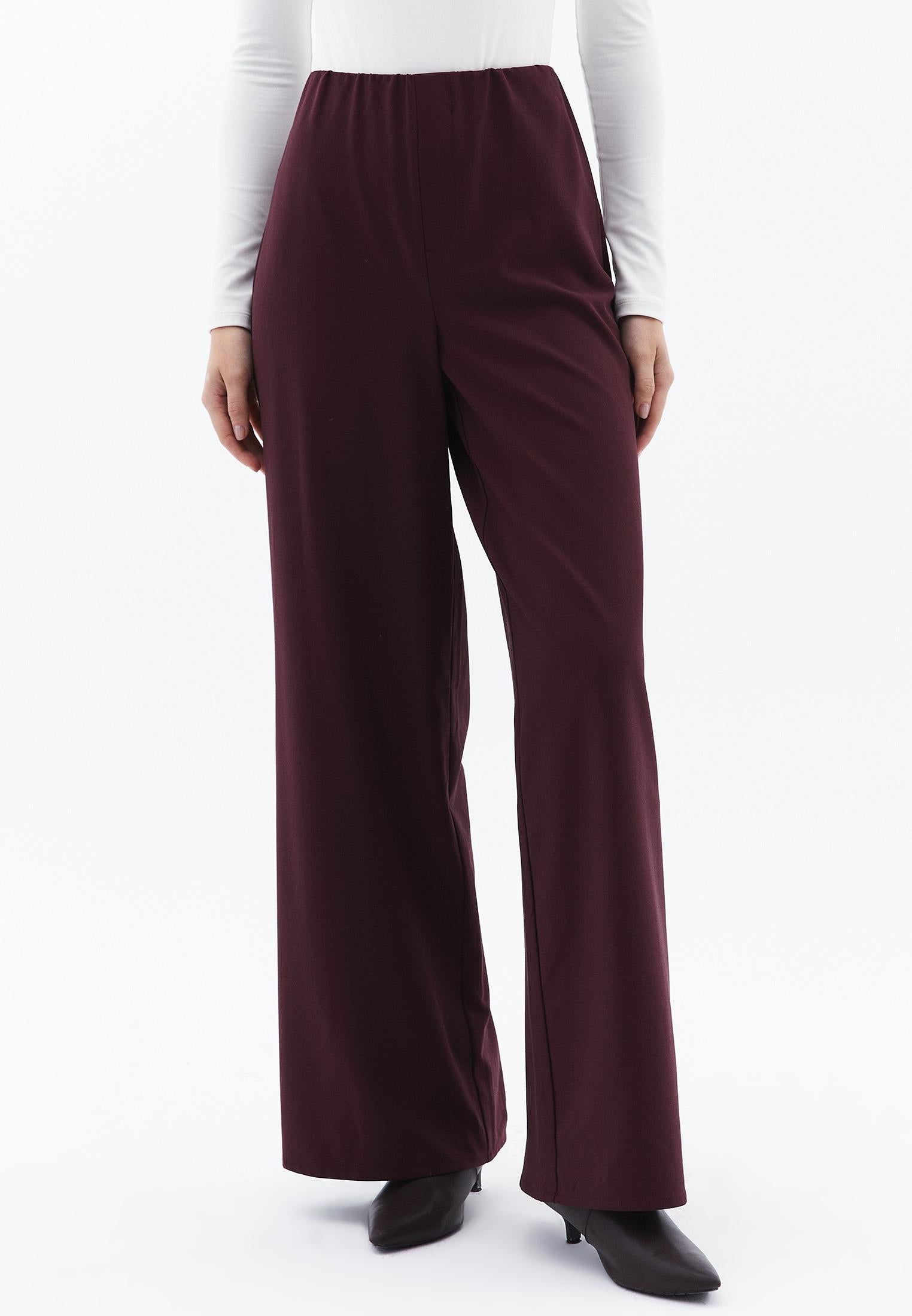Ultra High Waist Wide Leg Long Pants - DECADENT CHOCOLATE