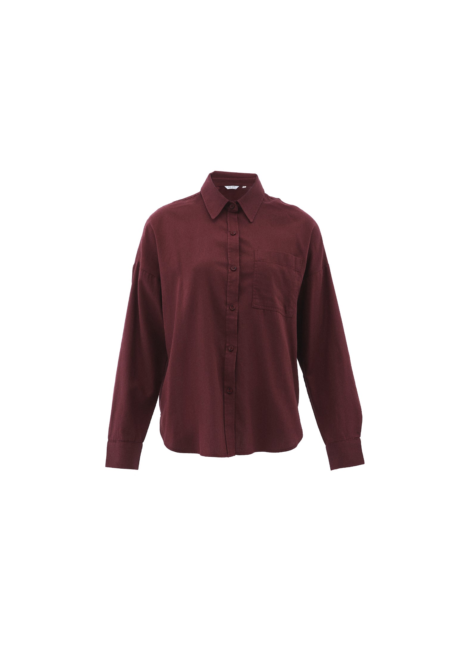 Shirt Collar Buttoned Oversize Long Sleeve Shirt - DECADENT CHOCOLATE
