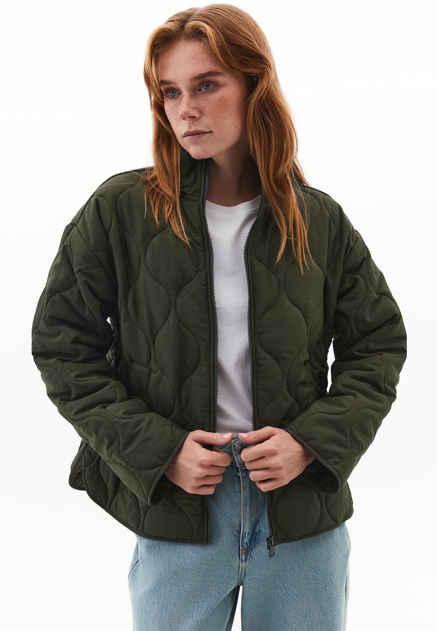 High Collar Quilted Coat - DEEP DEPTHS