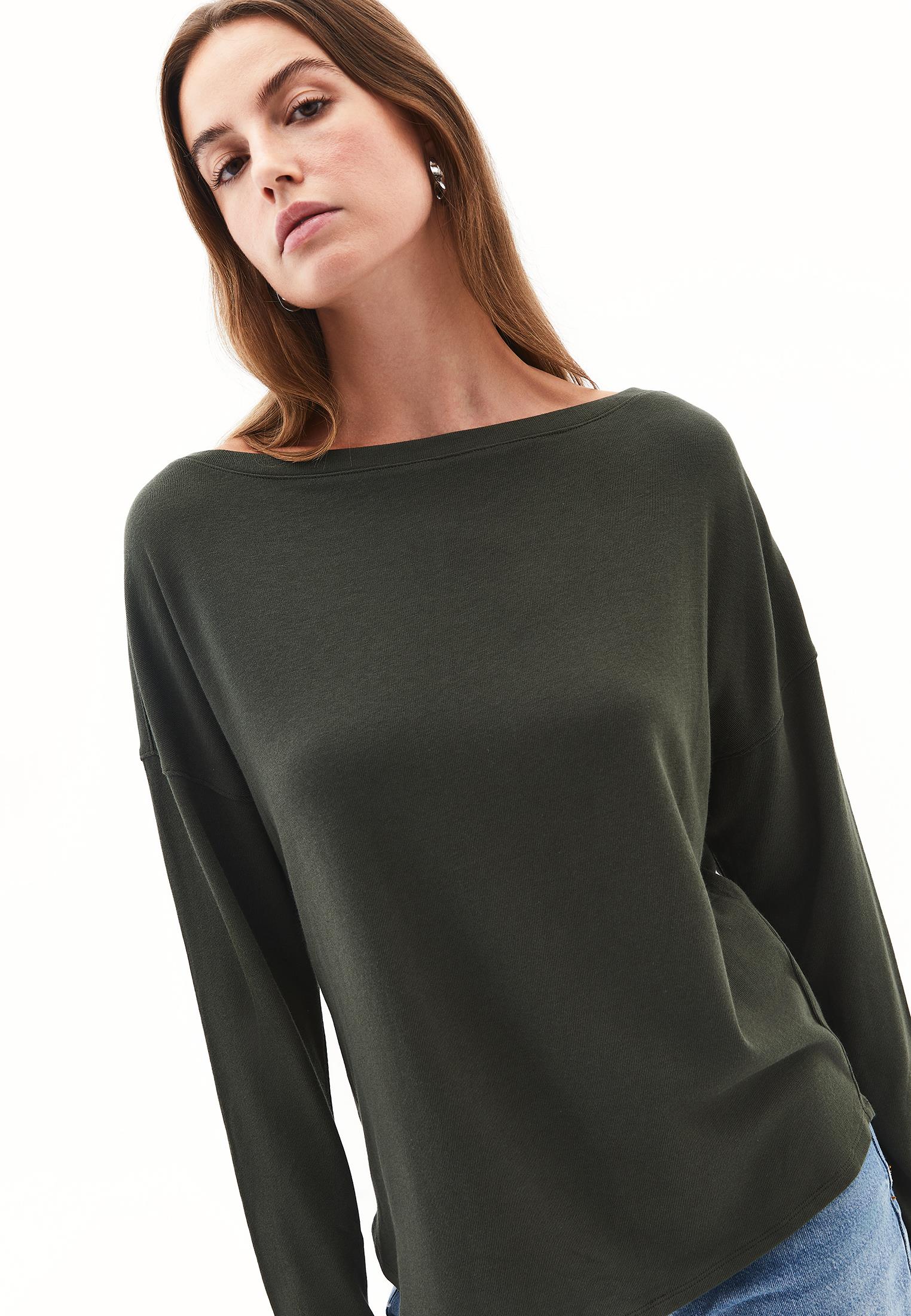 Boat Neck Loose Knit Look Sweater - DEEP DEPTHS