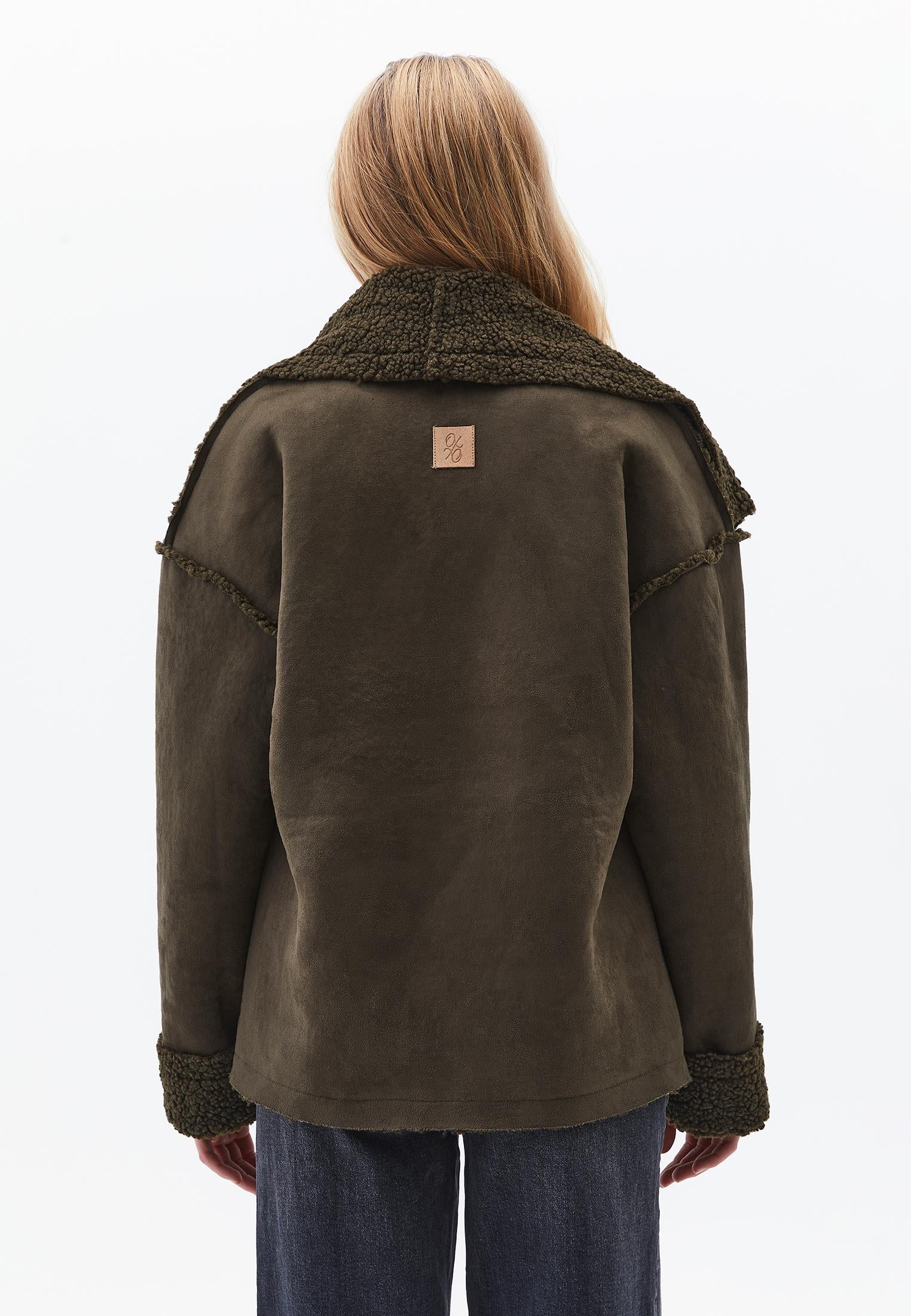 Shawl Collar Long Sleeve Bouclé Jacket - DEEP DEPTHS