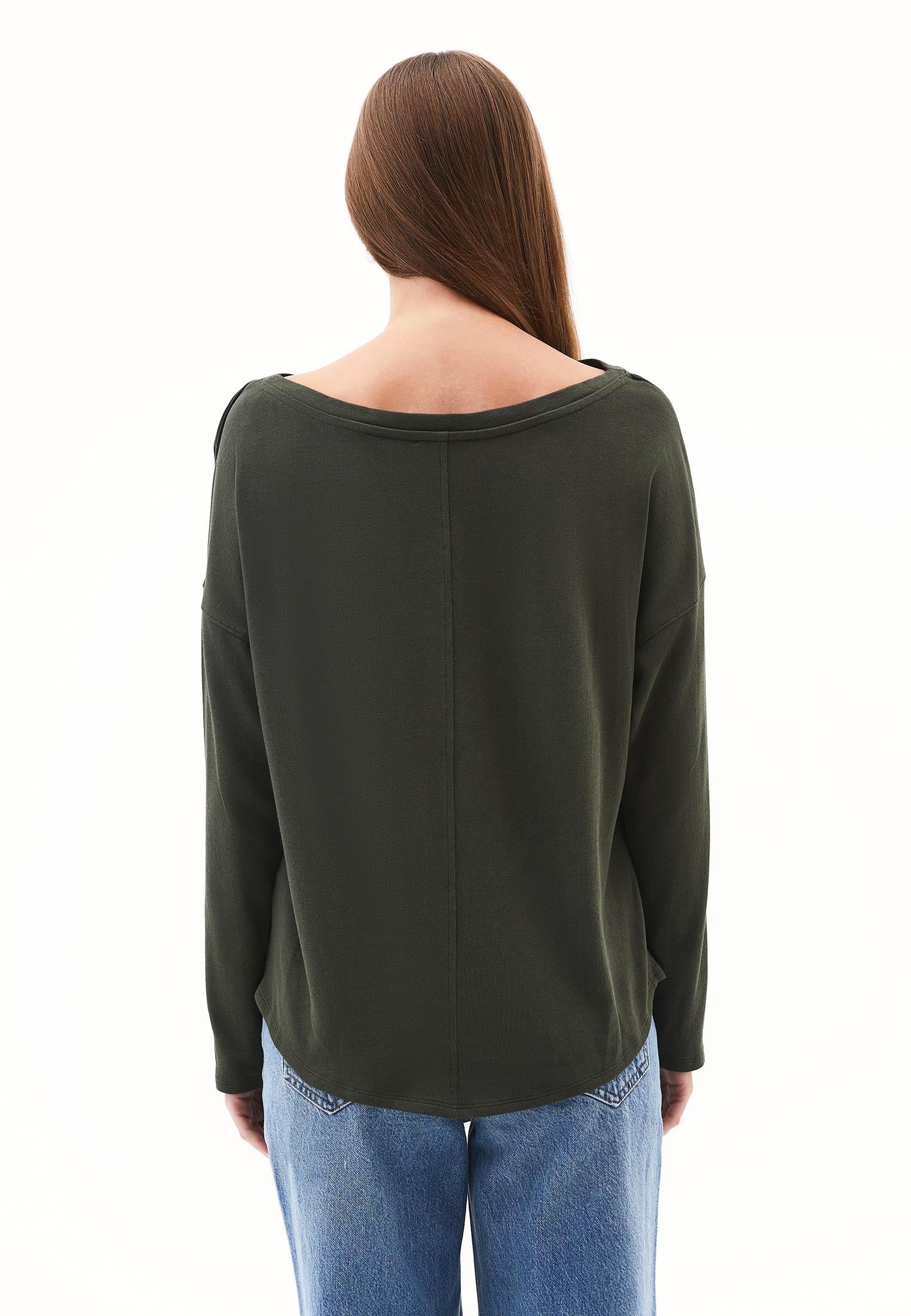 Boat Neck Loose Knit Look Sweater - DEEP DEPTHS