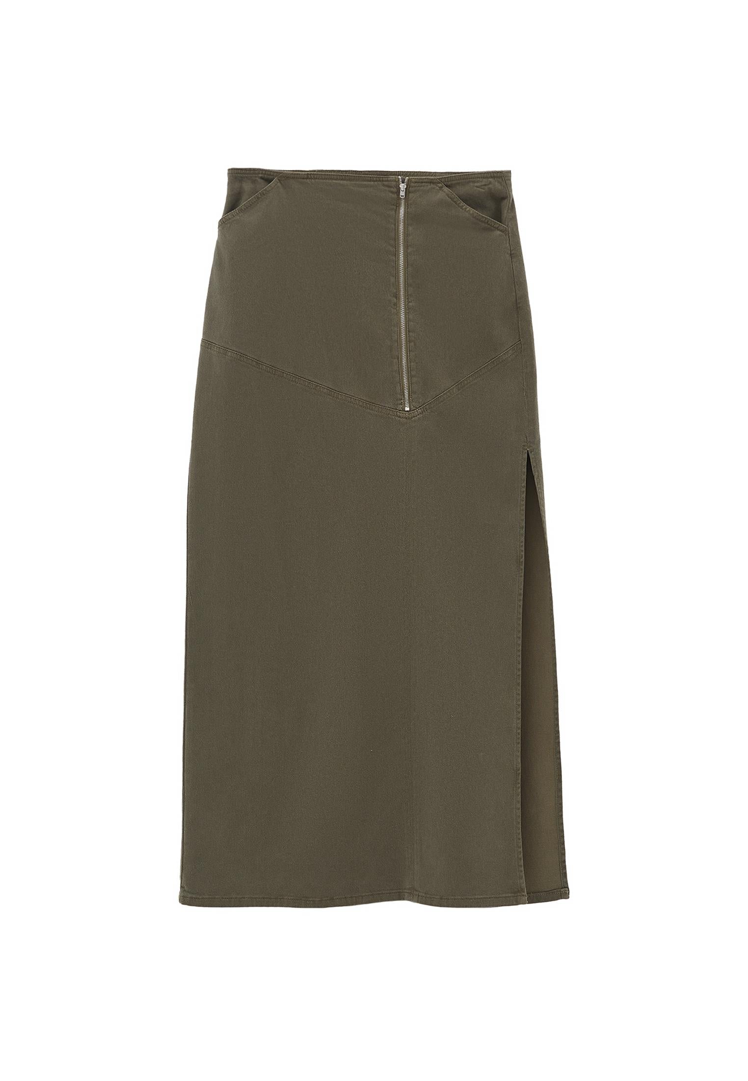 Long Skirt With Zipper Detail - DEEP DEPTHS