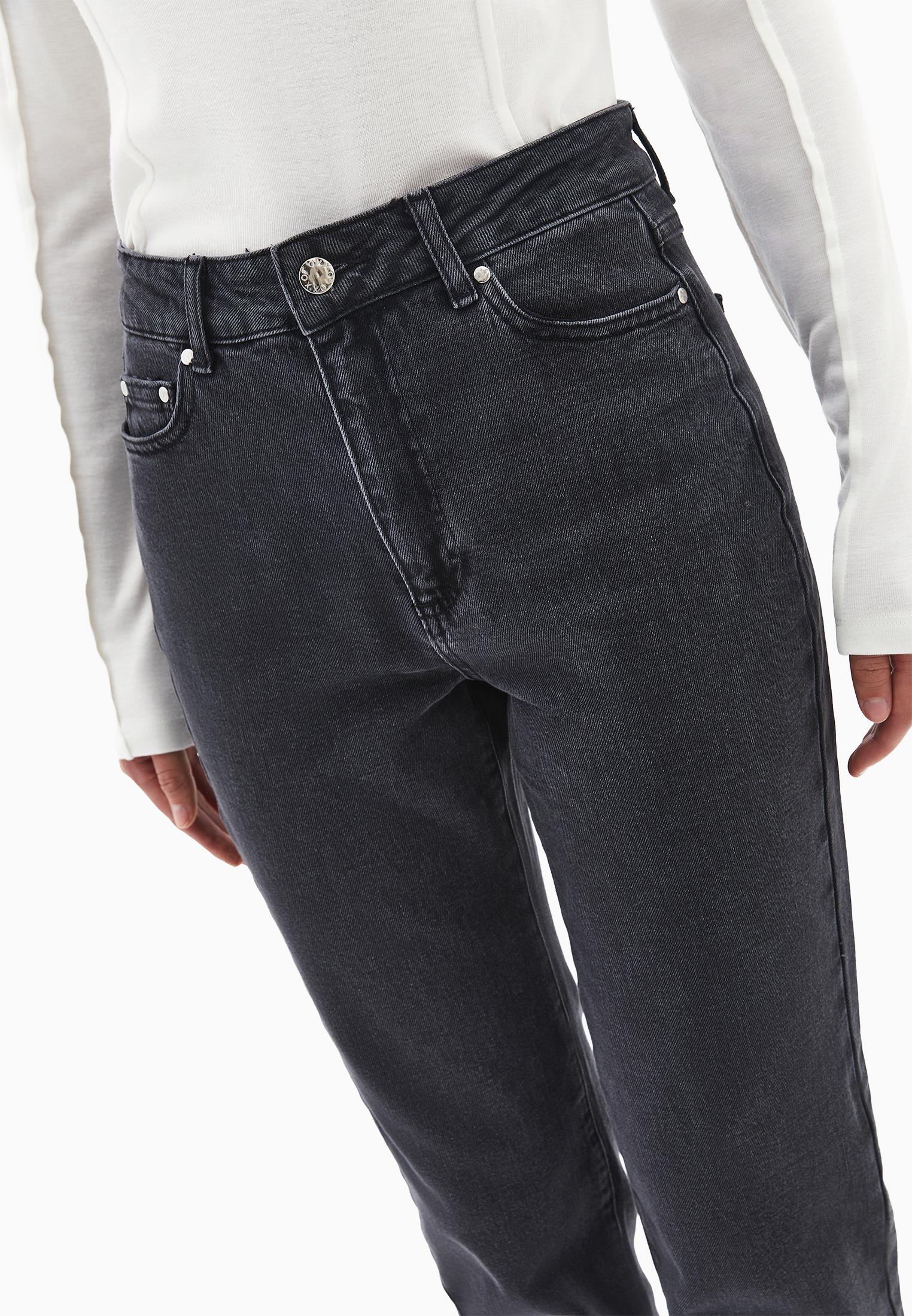High Waist Straight Leg Denim Pants - DEEP GREY DENIM