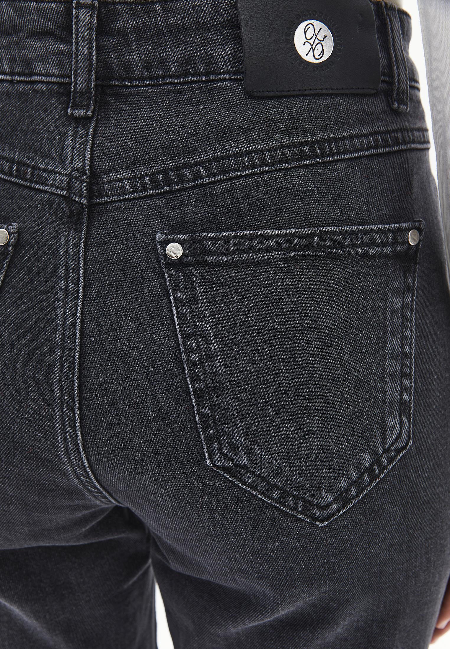 High Waist Straight Leg Denim Pants - DEEP GREY DENIM