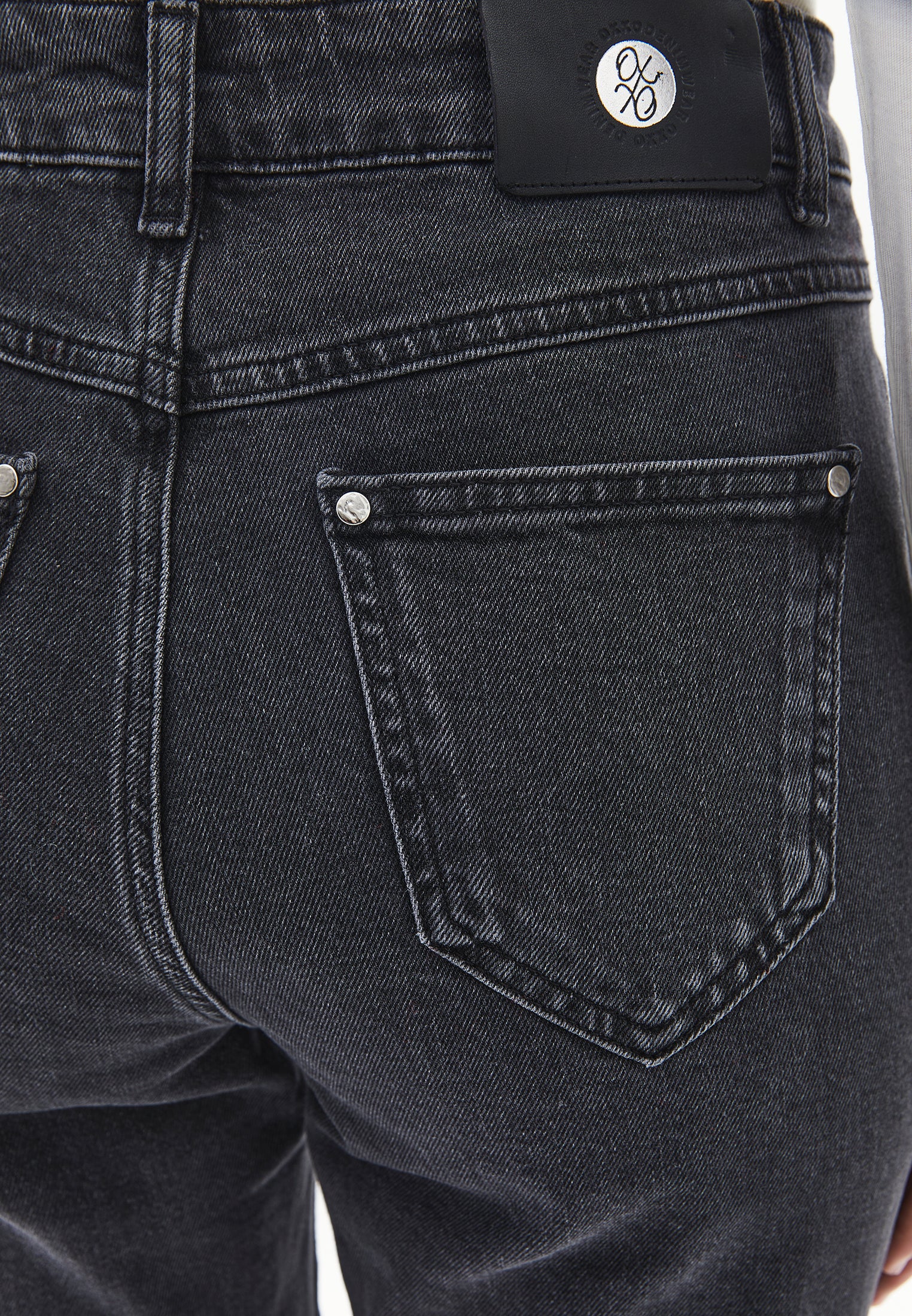 High Waist Straight Leg Denim Pants - DEEP GREY DENIM