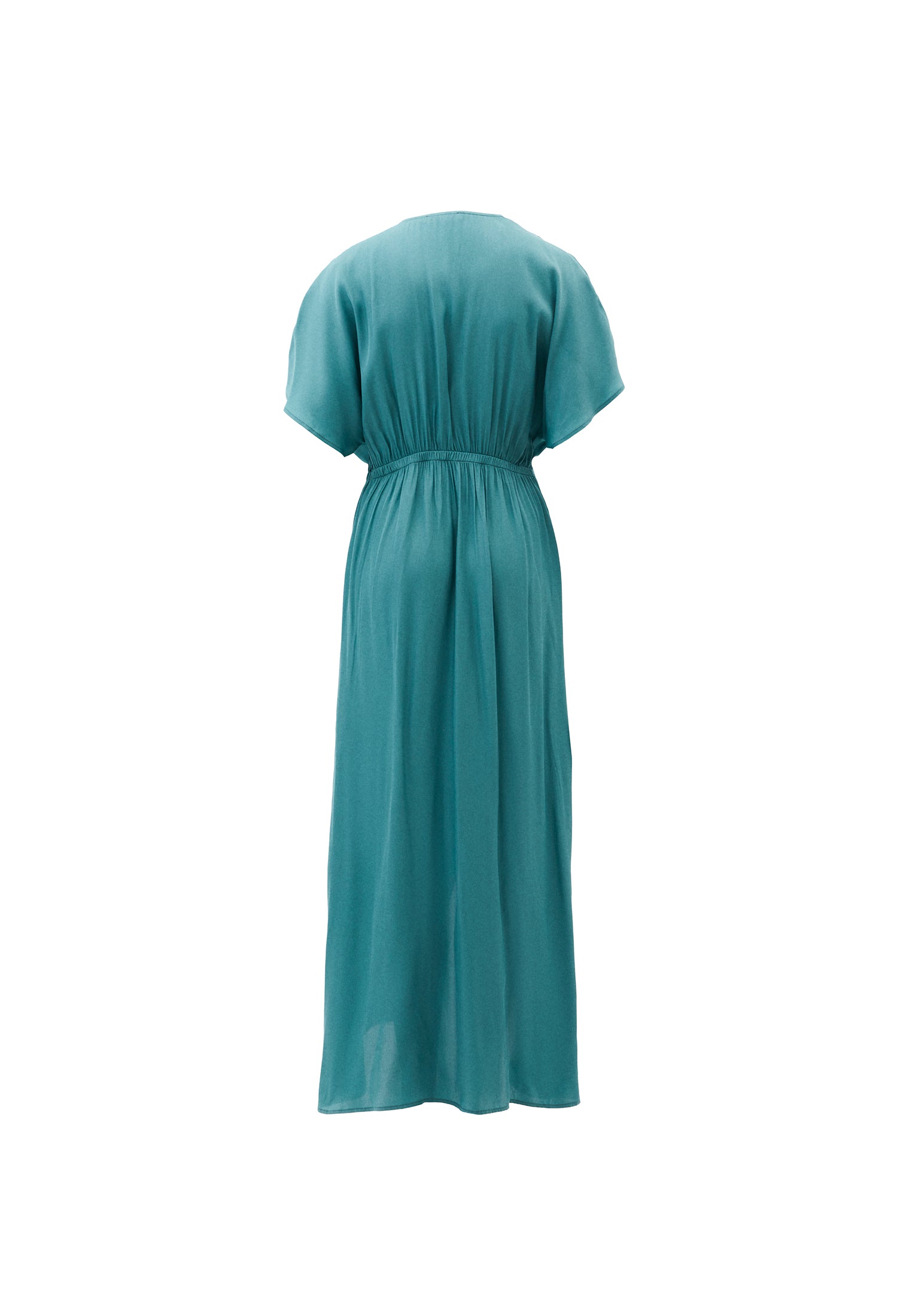 Loose Fit Long Woven Women Dress - DEEP SEA