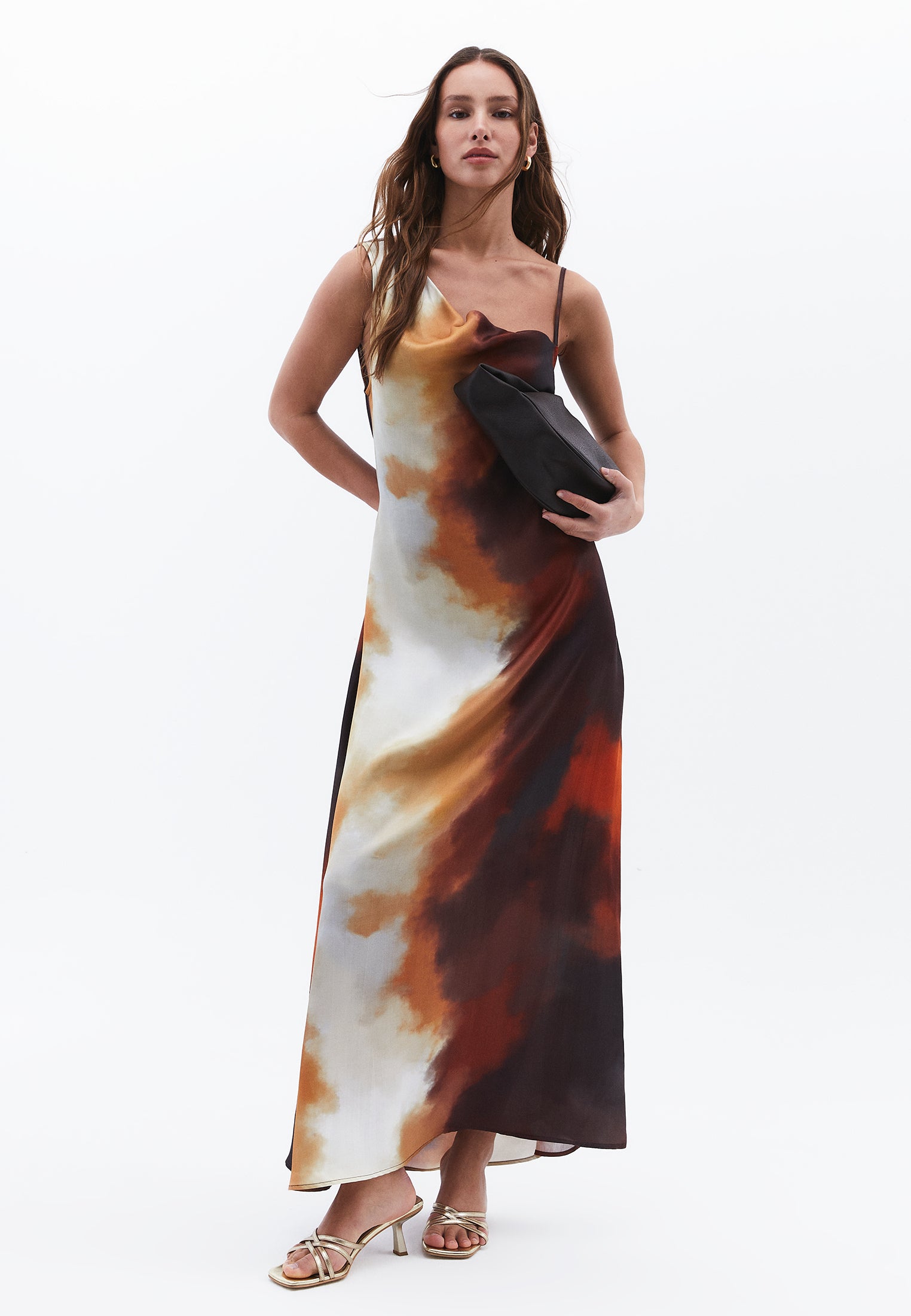 Asymmetric A-Line Long Dress - DEGRADE COMB