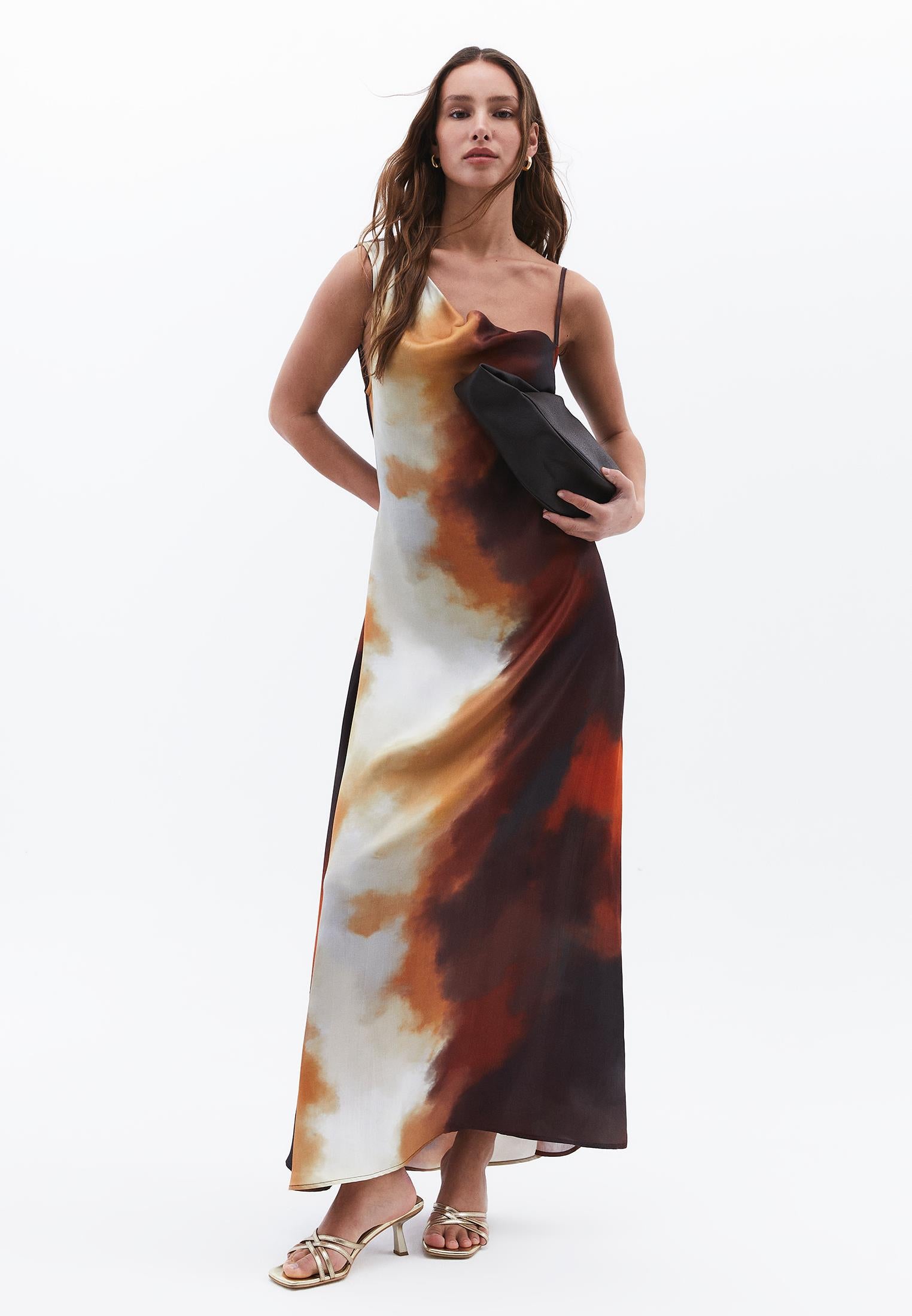 Asymmetric A-Line Long Dress - DEGRADE COMB