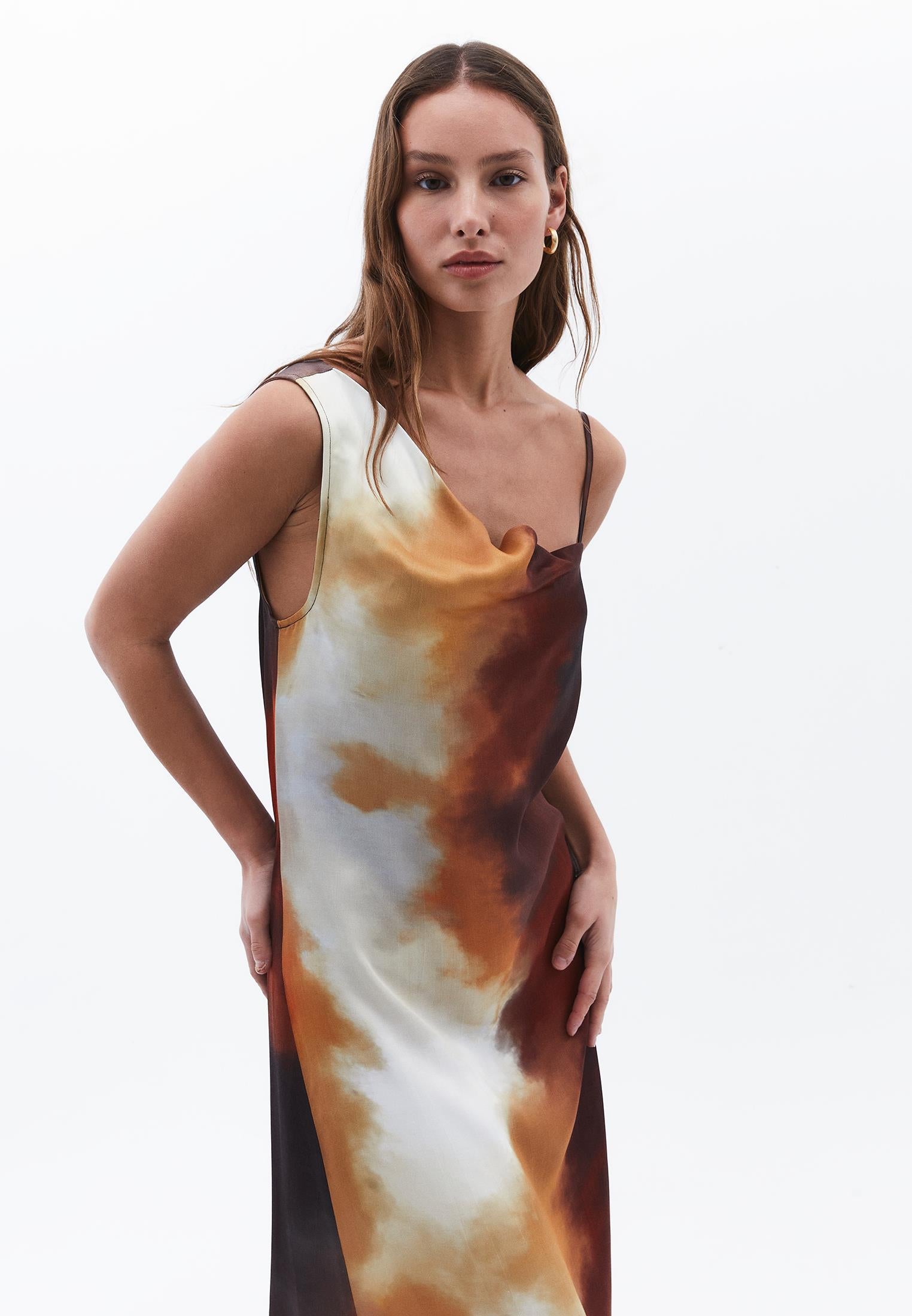 Asymmetric A-Line Long Dress - DEGRADE COMB