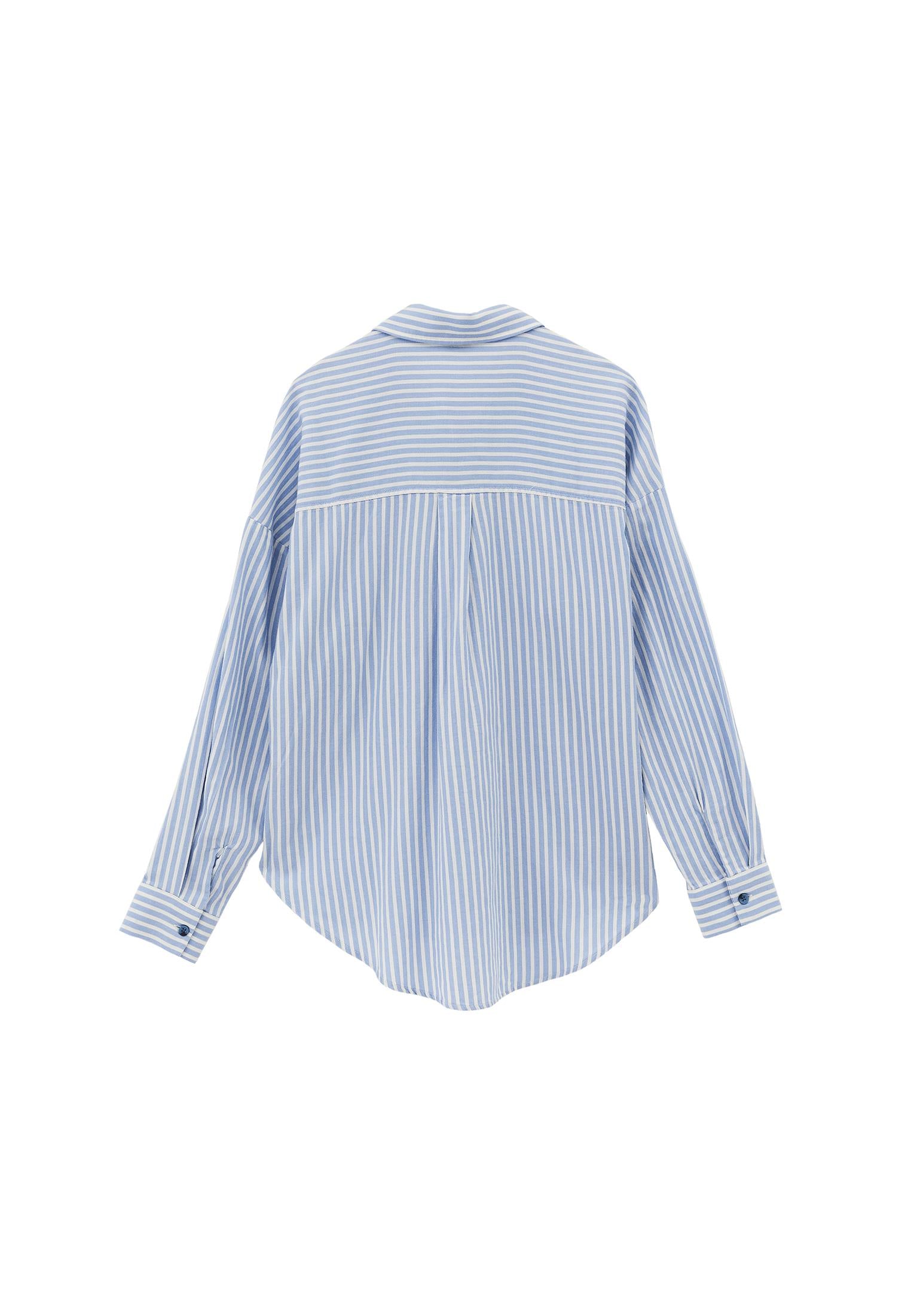 Oversize Pocketed Standard Shirt - DELLA BLUE STRIPE