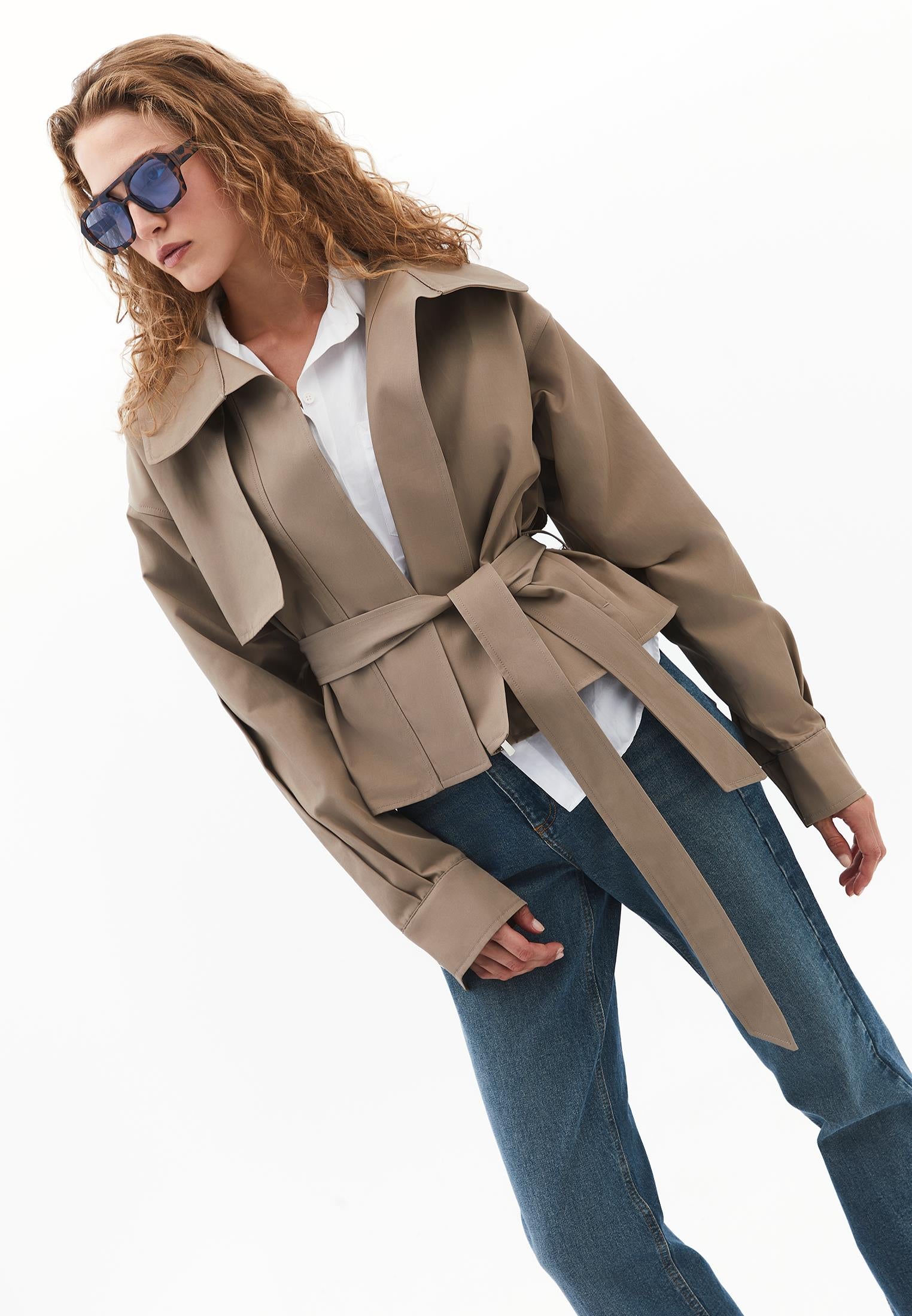 Oversize Cotton Trenchcoat - DESERT TAUPE