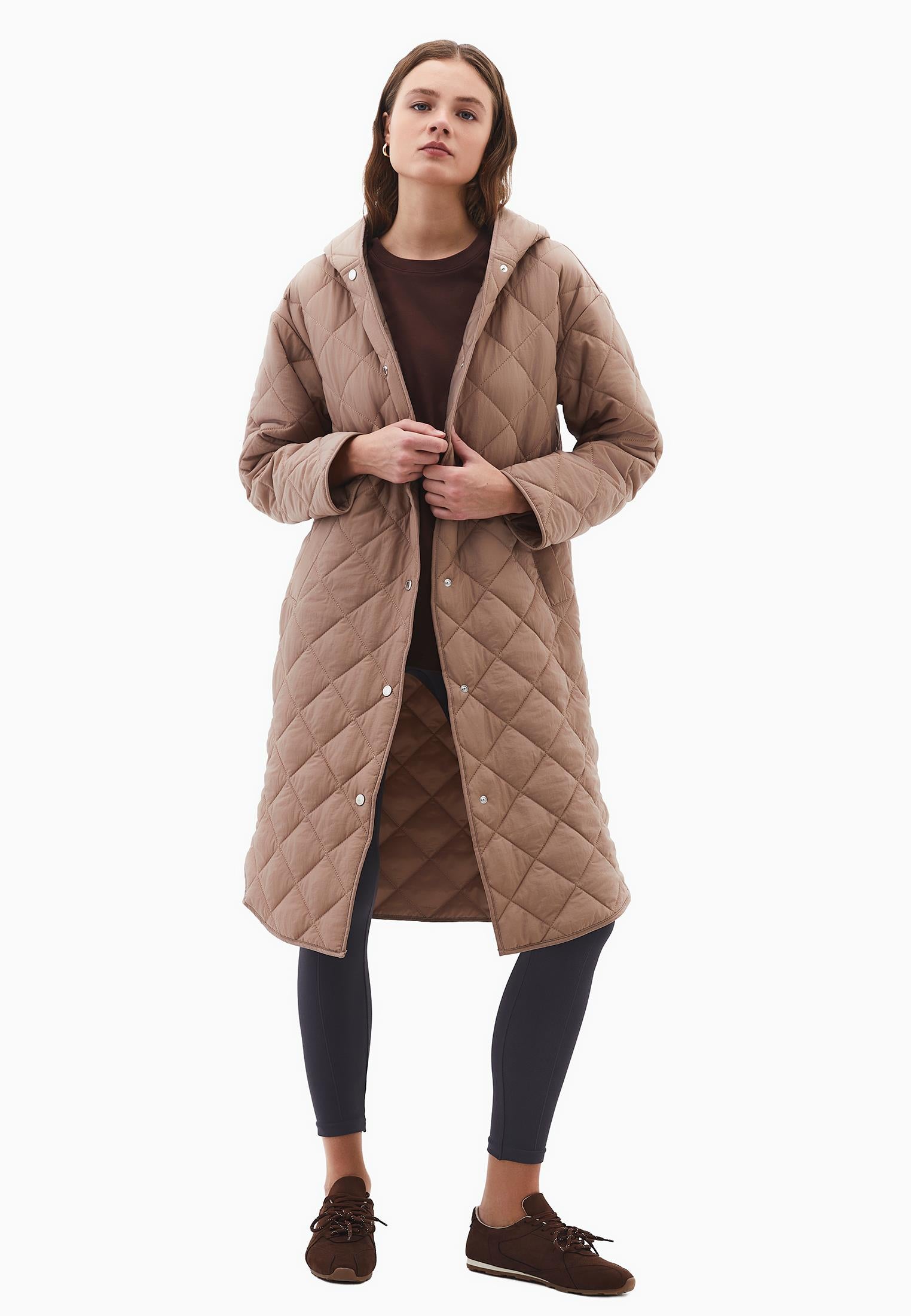 Long Coat With Hood - DESERT TAUPE