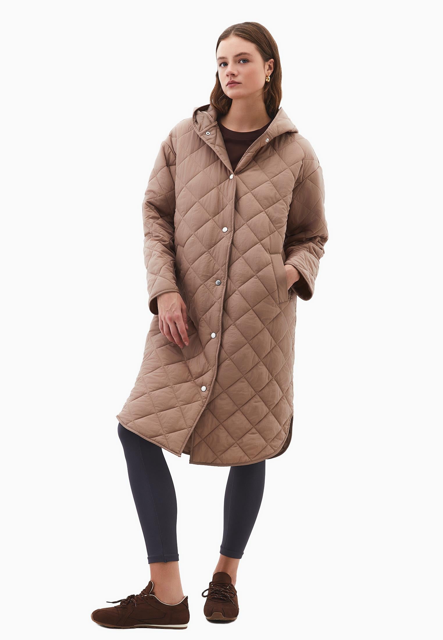 Long Coat With Hood - DESERT TAUPE