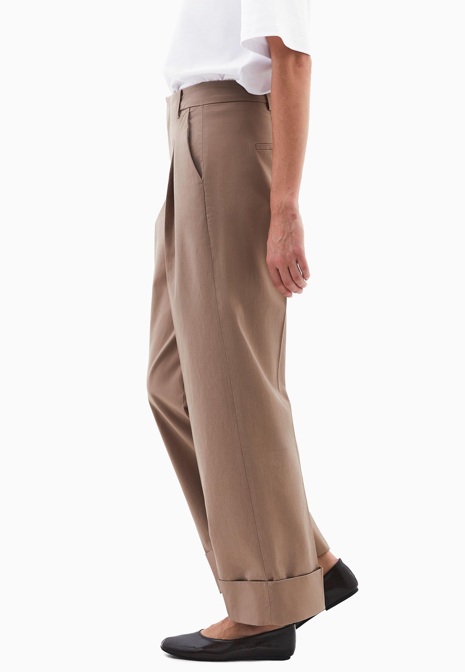 Pleated Ultra High Waist Straight Leg Women Pants - DESERT TAUPE