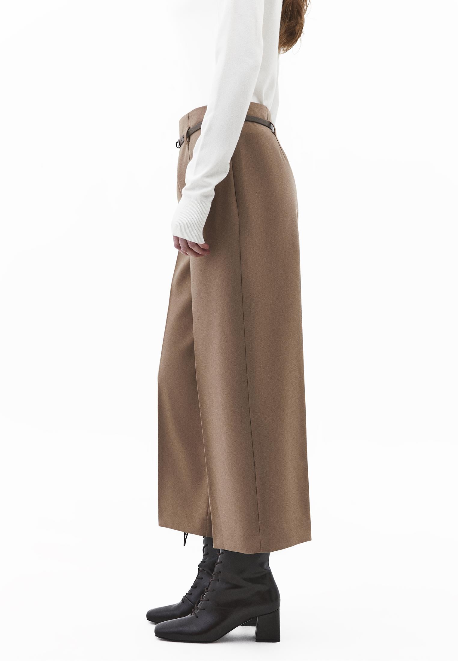 Ultra High Waist Wide Leg Pants - DESERT TAUPE