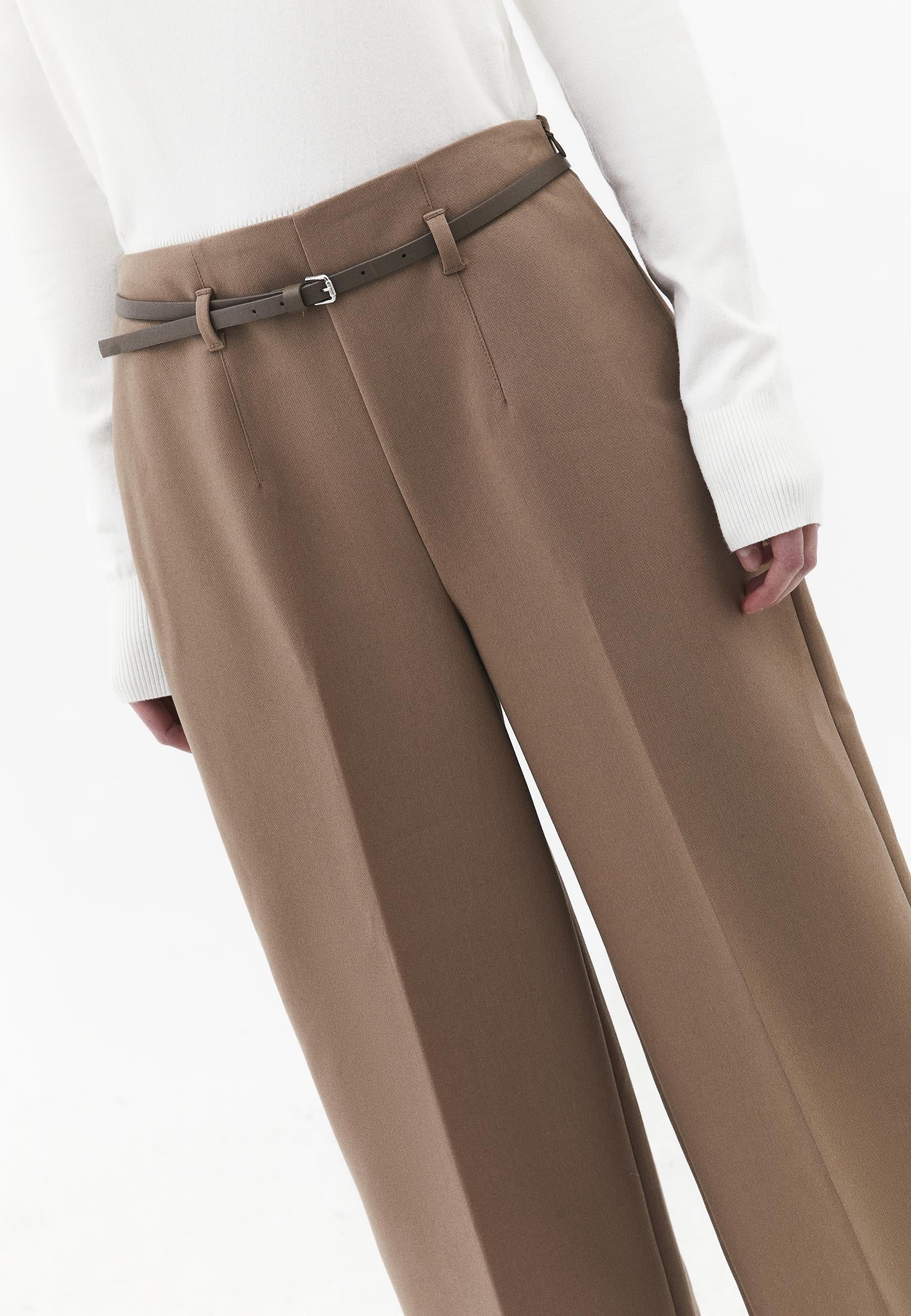 Ultra High Waist Wide Leg Pants - DESERT TAUPE