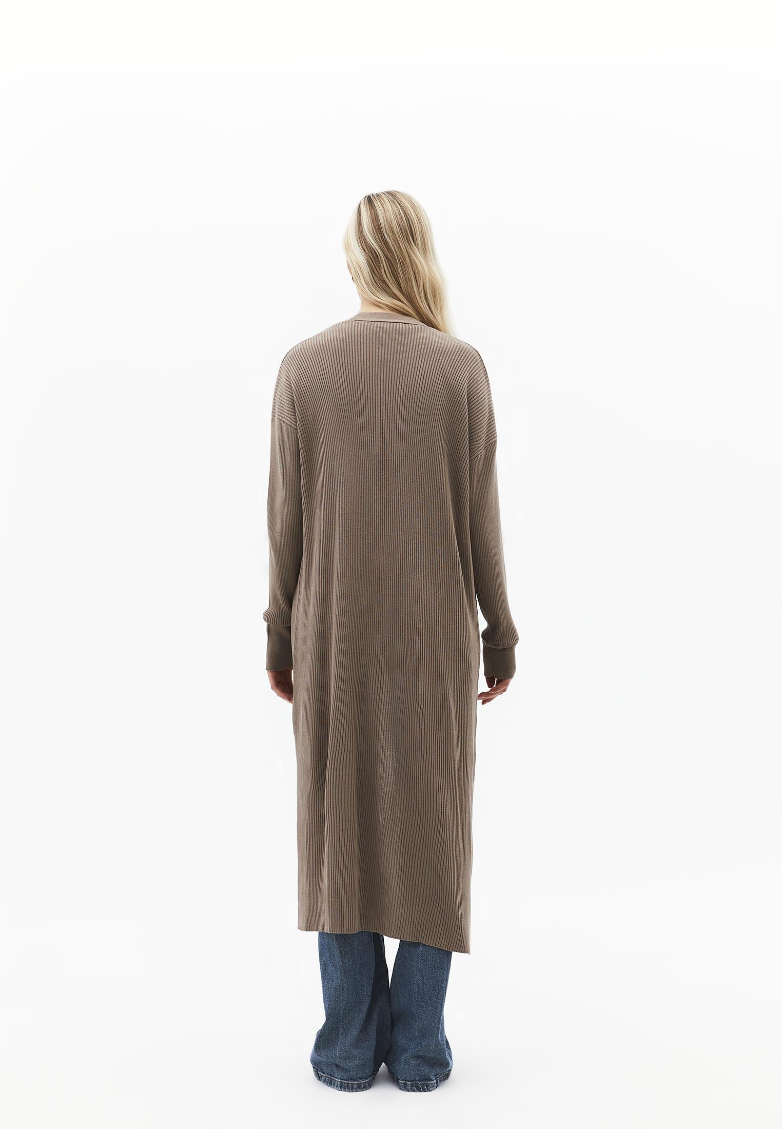 Ribbed Long Sleeve Cardigan - DESERT TAUPE