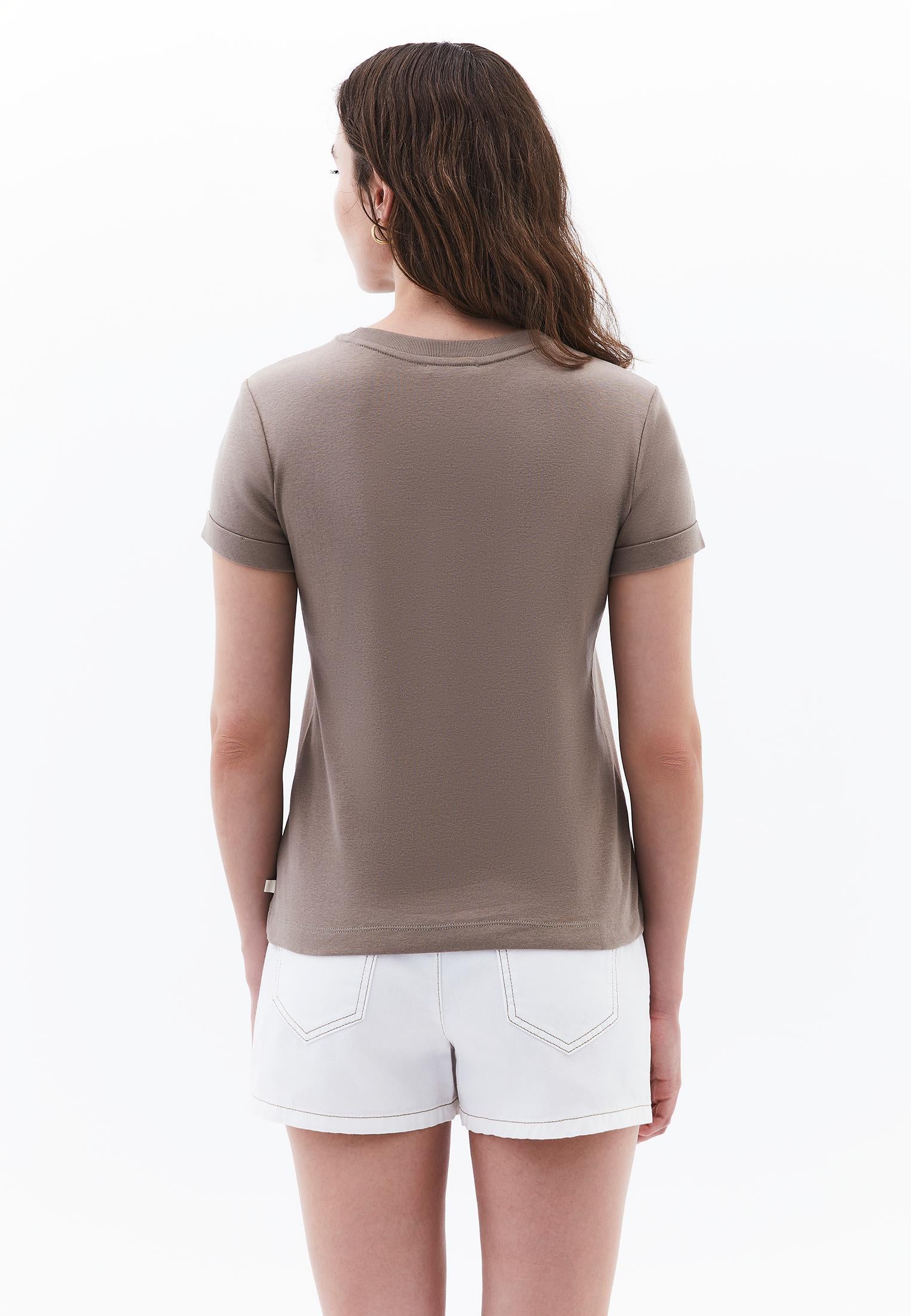 Cotton T-Shirt With Crew Neck - DESERT TAUPE