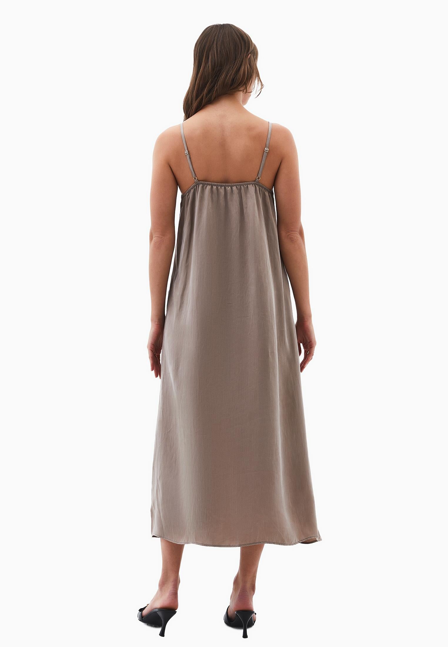 V Neck Strappy Dress - DESERT TAUPE